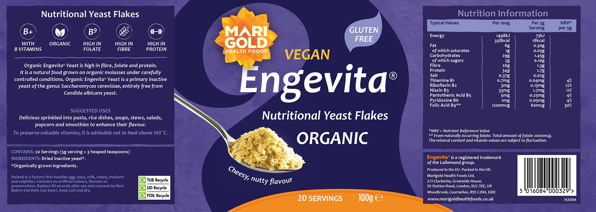 Marigold Engevita Nutritional Yeast 100g - Image 2