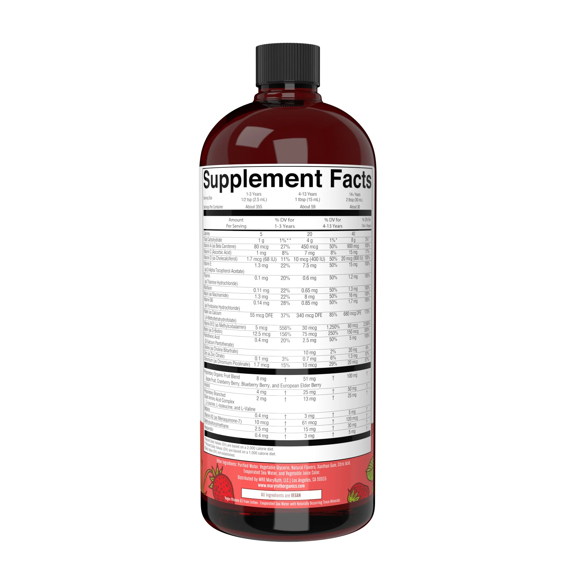 "MaryRuth's Liquid Morning Multivitamin Essentials+, Strawberry" 887ml - Image 3