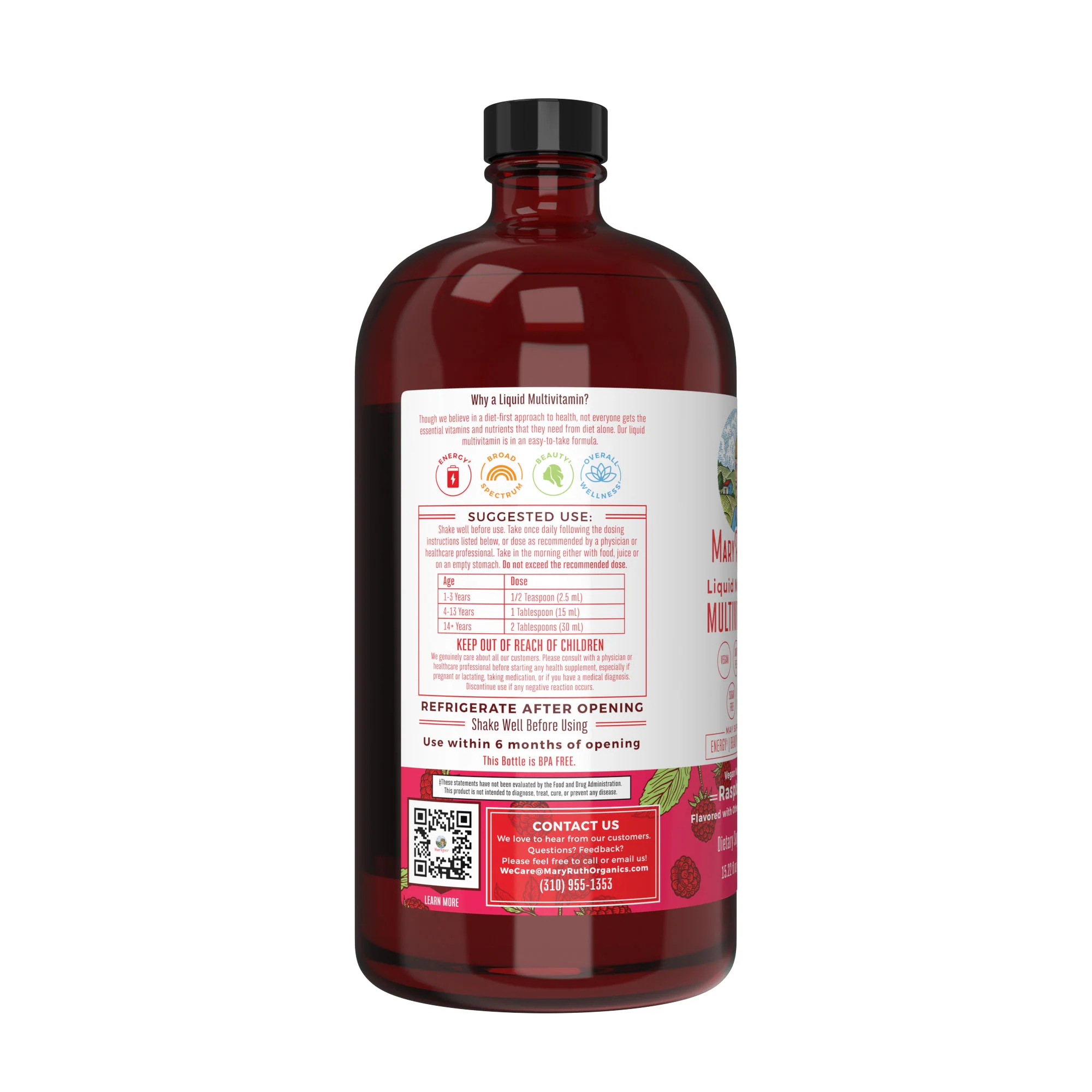 "MaryRuth's Liquid Morning Multivitamin, Raspberry" 450ml - Image 3