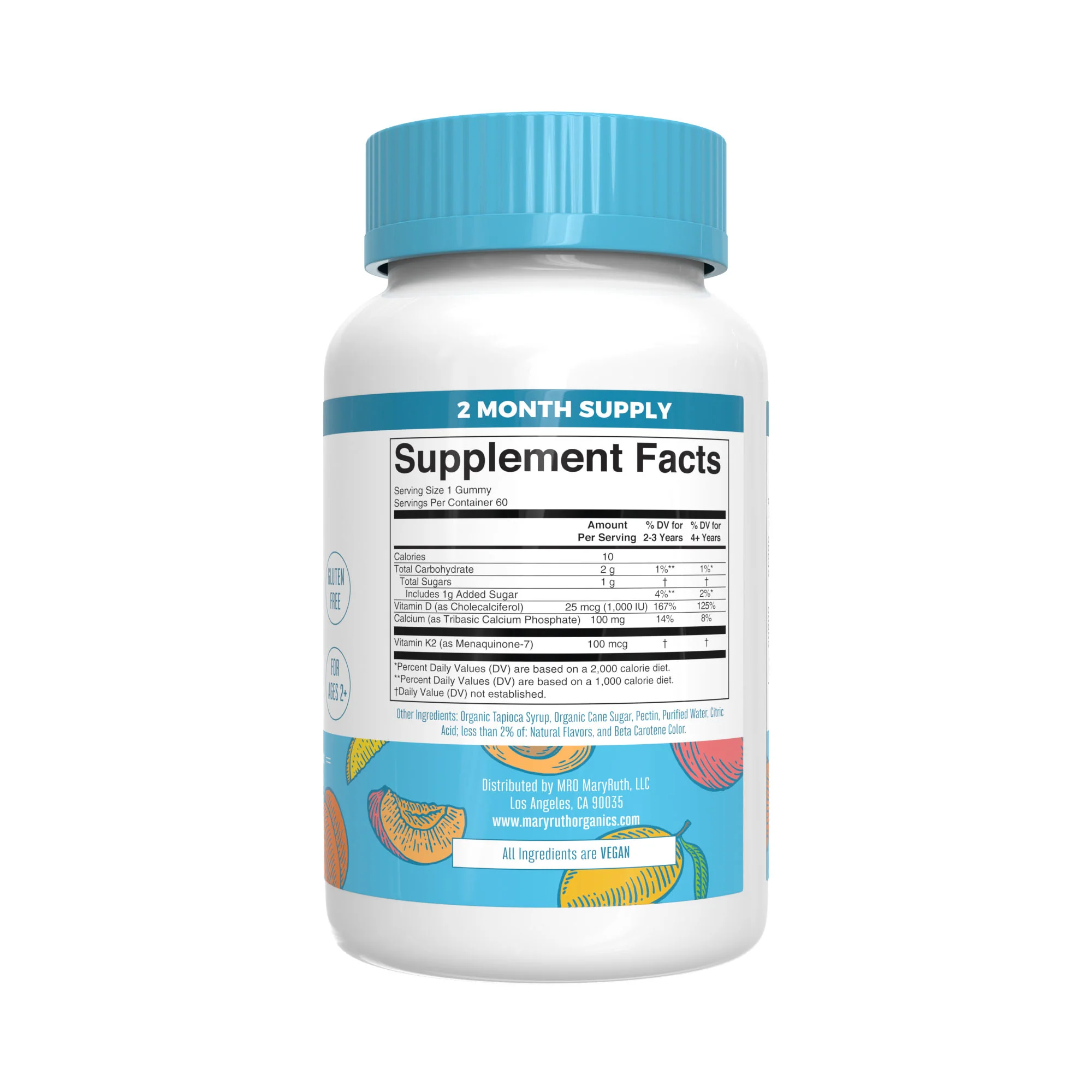 MaryRuth's Vitamin D3+K2 Calcium (Peach Mango & Apricot) 60 gummies - Image 3