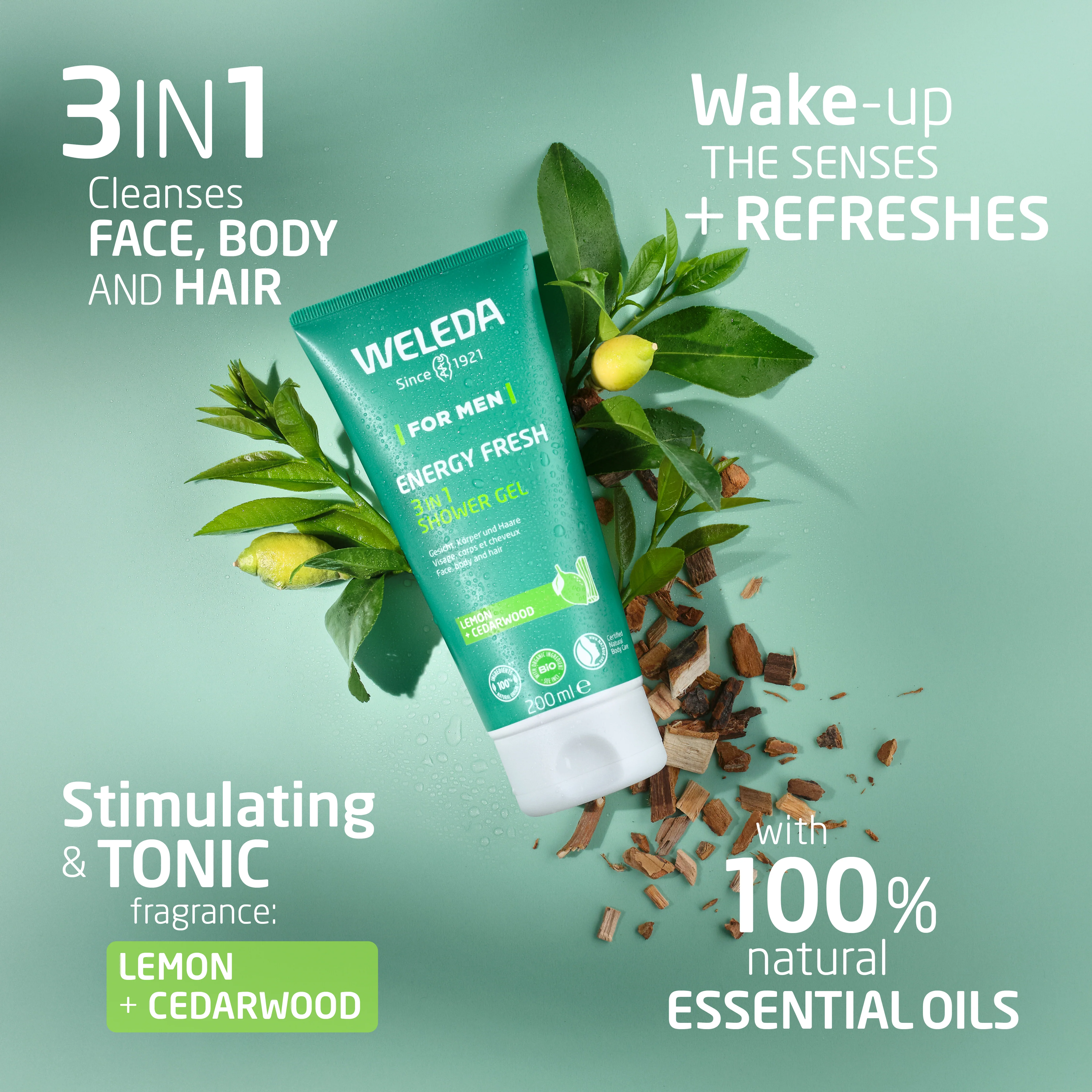 Men's Energy Fresh 3in1 Shower Gel 200ml - Image 3