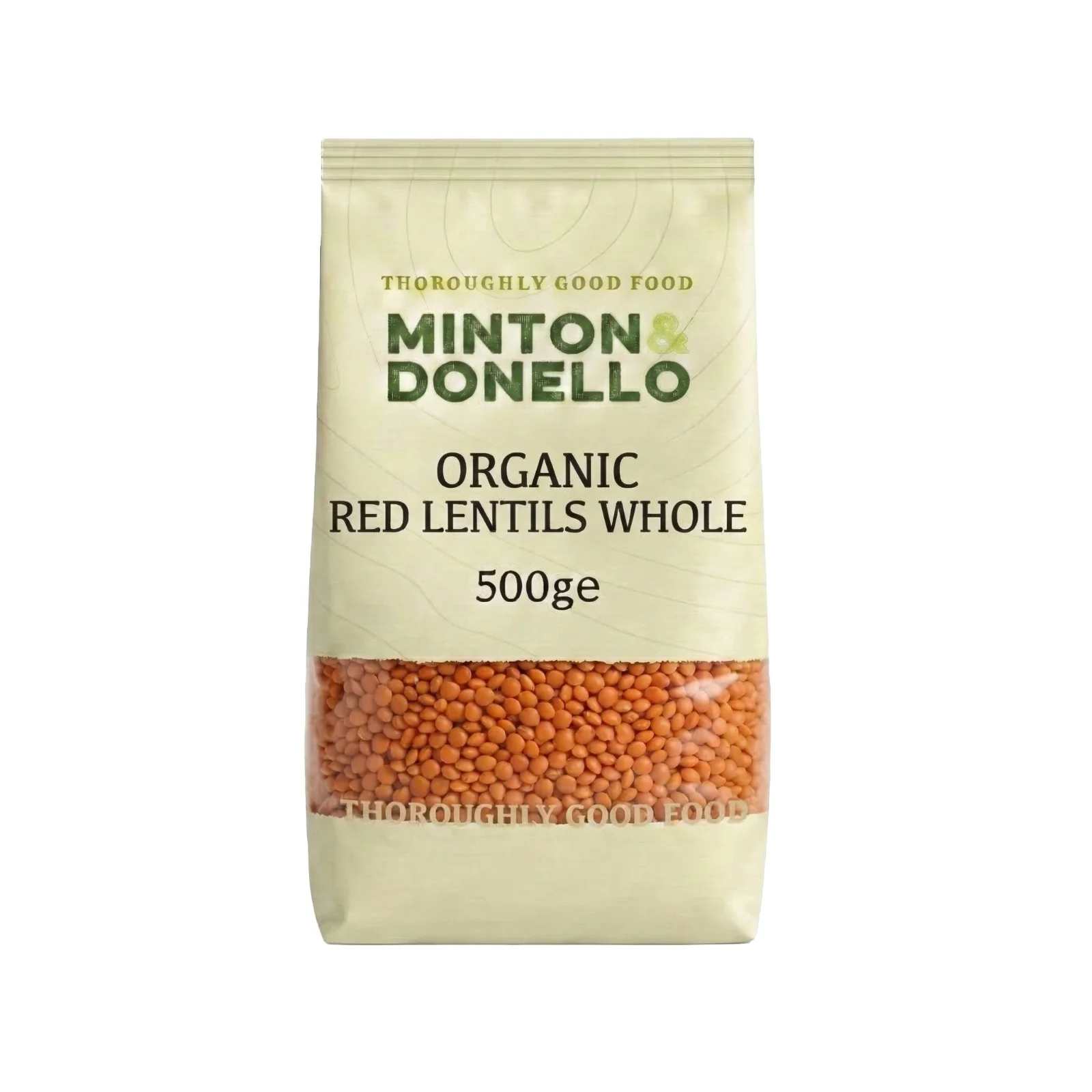 Minton & Donello Organic Whlole Red Lentils 500g