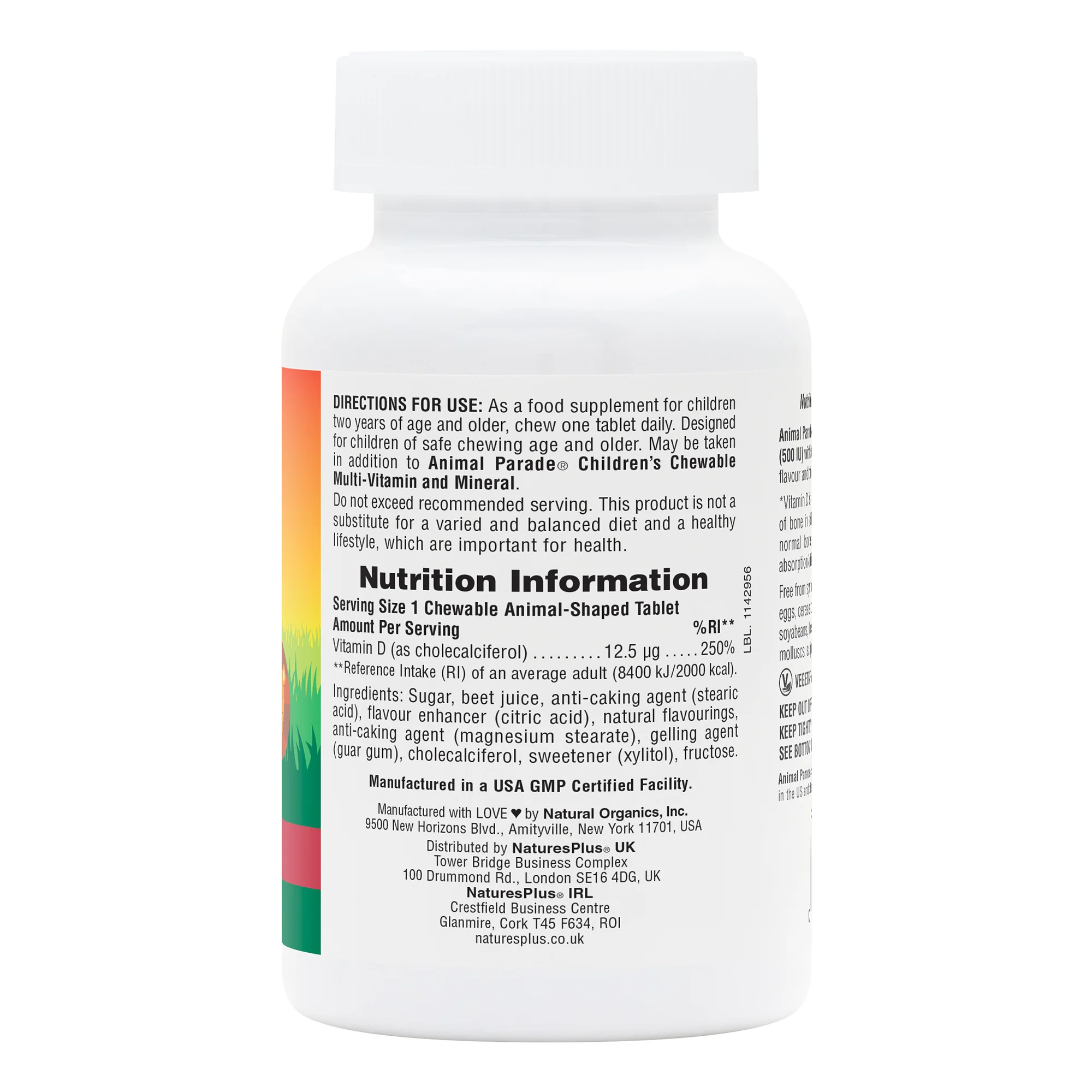 Nature's Plus Animal Parade Children's Chewable Vitamin D3 500 IU 90 tabs - Image 2