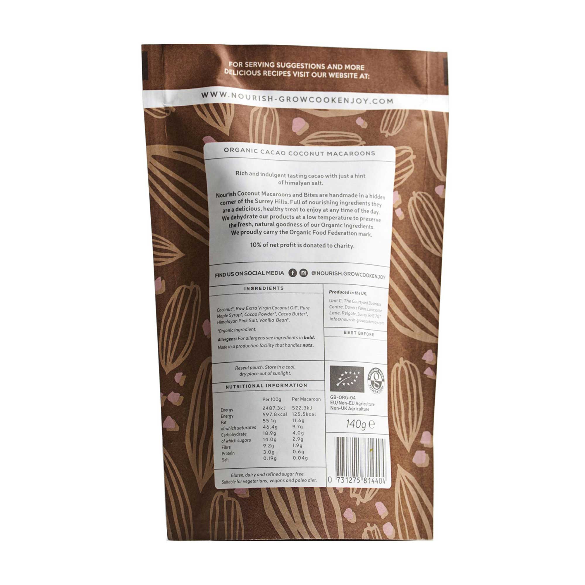 Nourish Cacao Coconut Macaroons 140g - Image 2