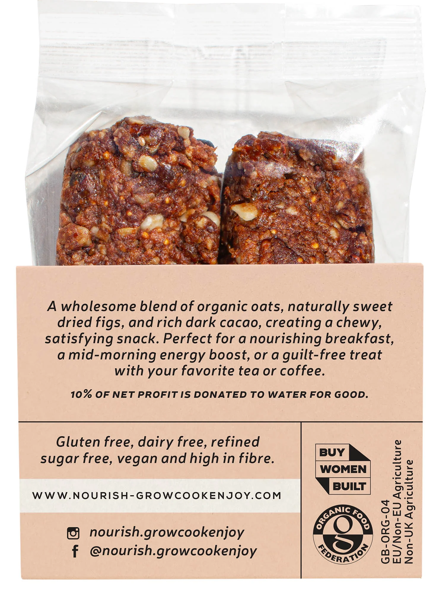 Nourish Organic Fig & Cacao Flapjacks 2x45g - Image 2