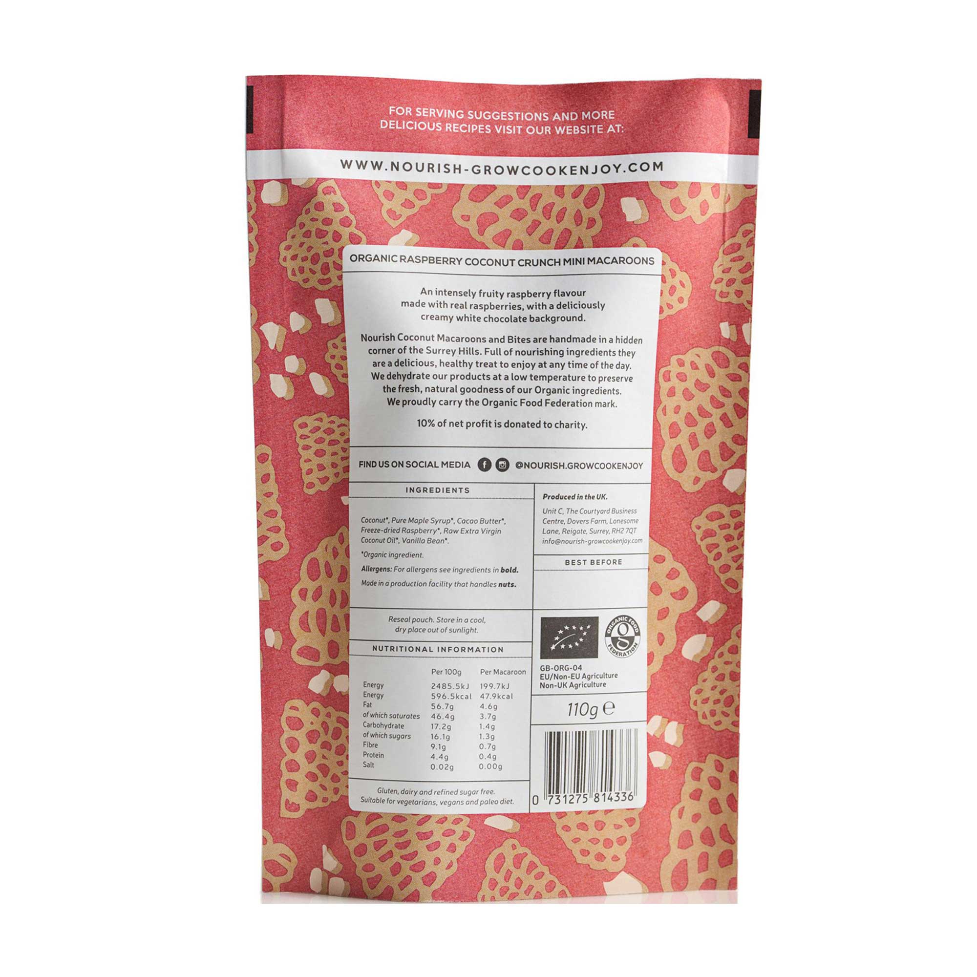 Nourish Raspberry Coconut Crunch Macaroons 110g - Image 2