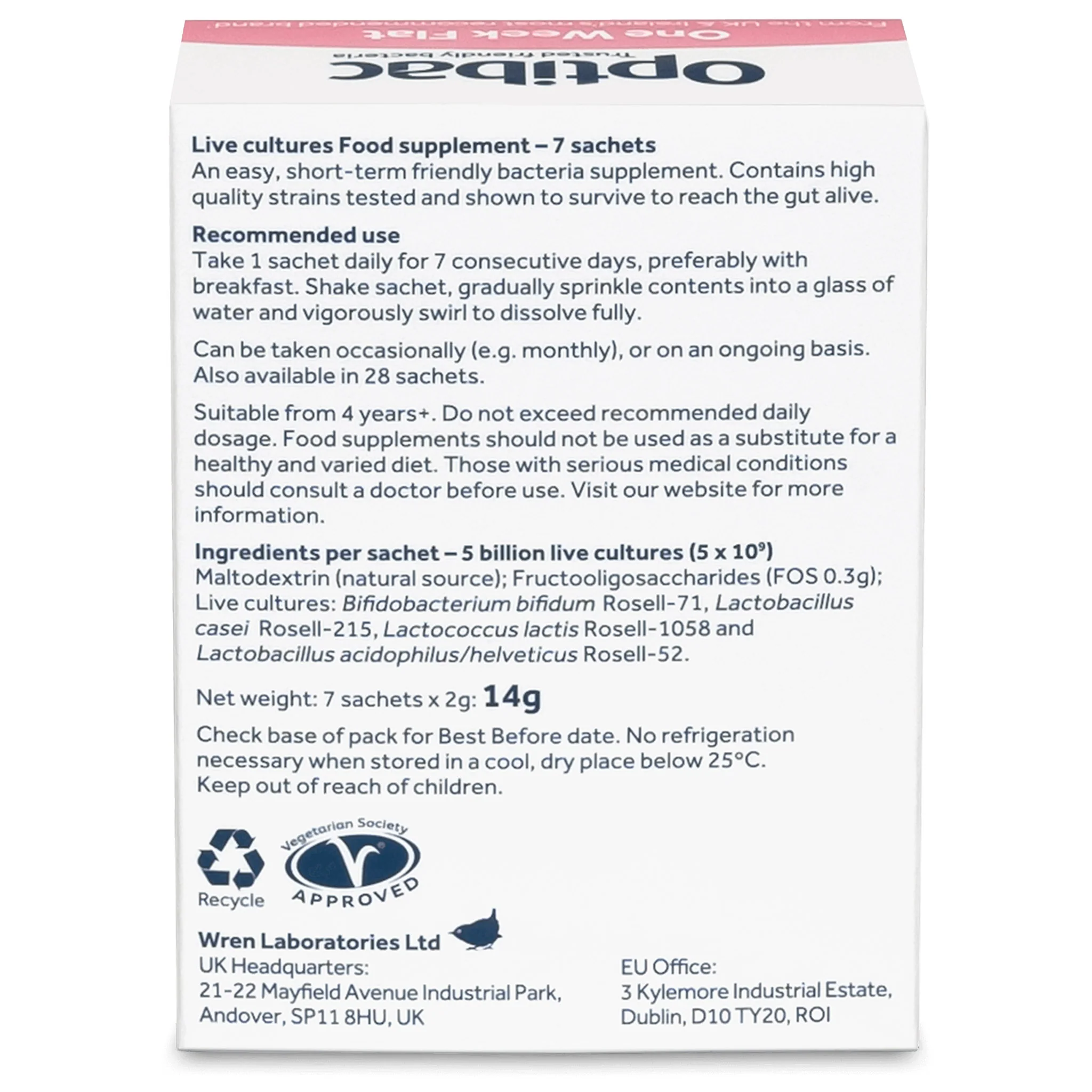 Optibac One Week Flat 7 sachets - Image 2