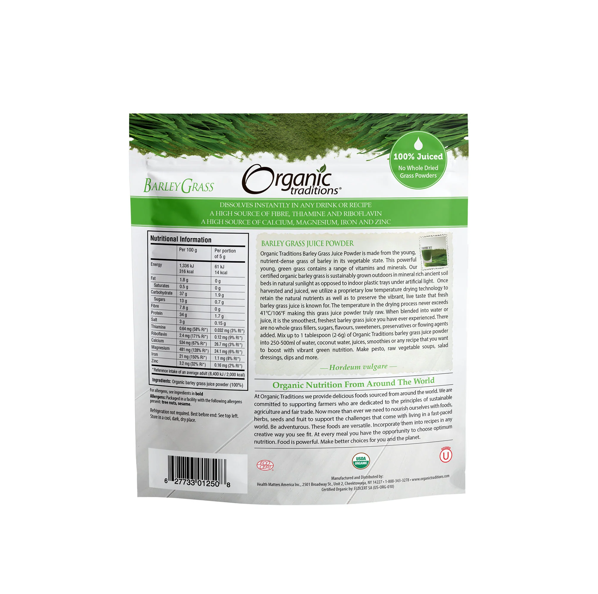 Organic Traditions Barley Grass Juice Powder 150g - Image 2