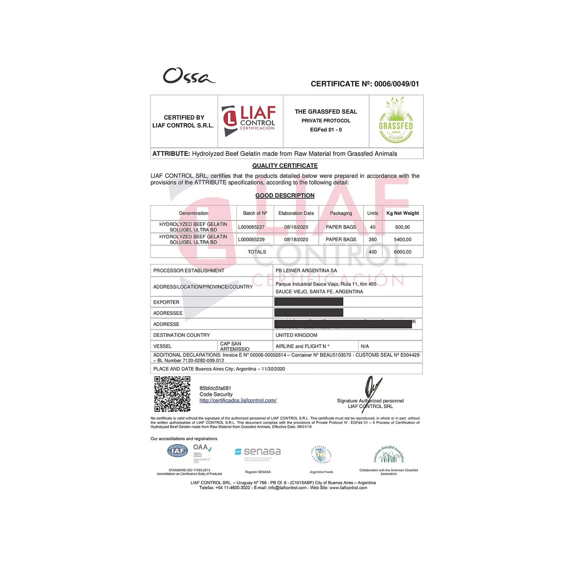 Ossa Grass Fed Collagen Peptides 400g - Image 2