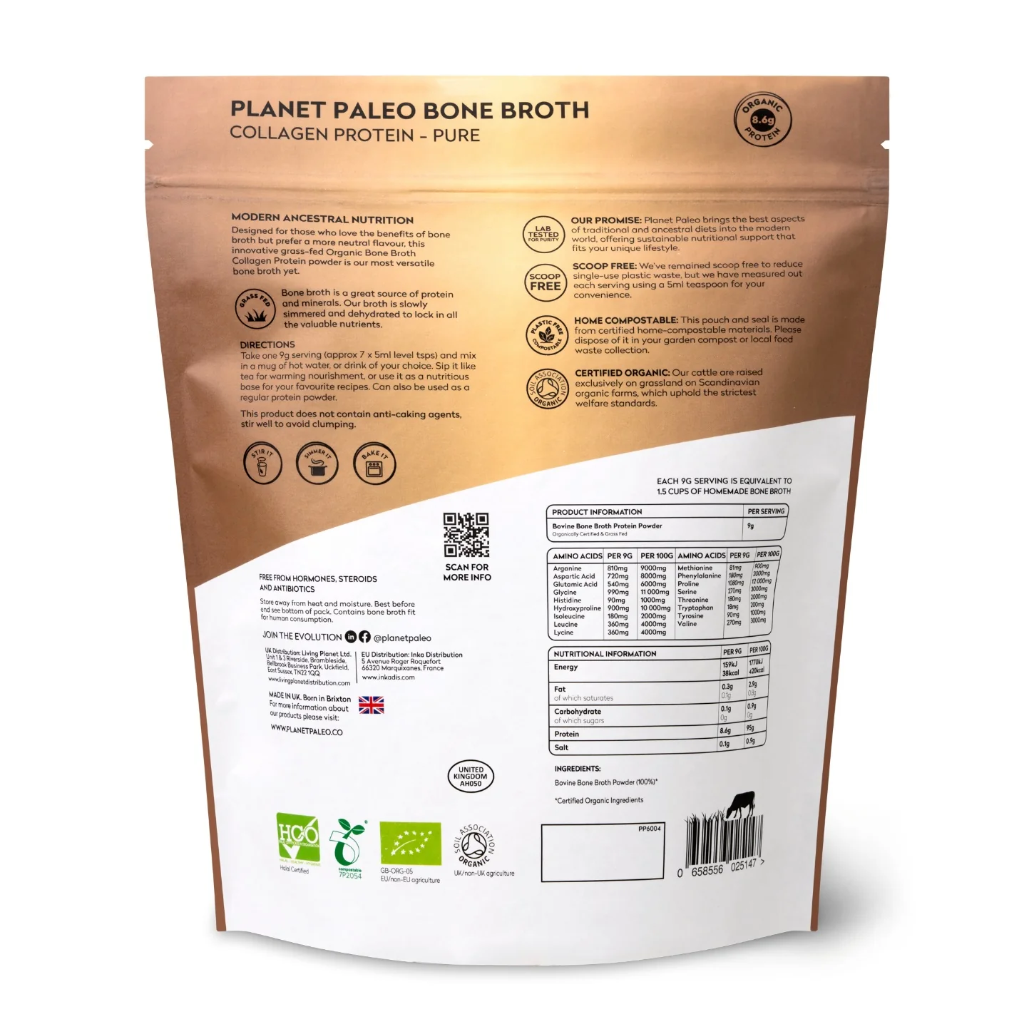 Planet Paleo Organic Bone Broth Collagen Protein - Pure 450g - Image 2