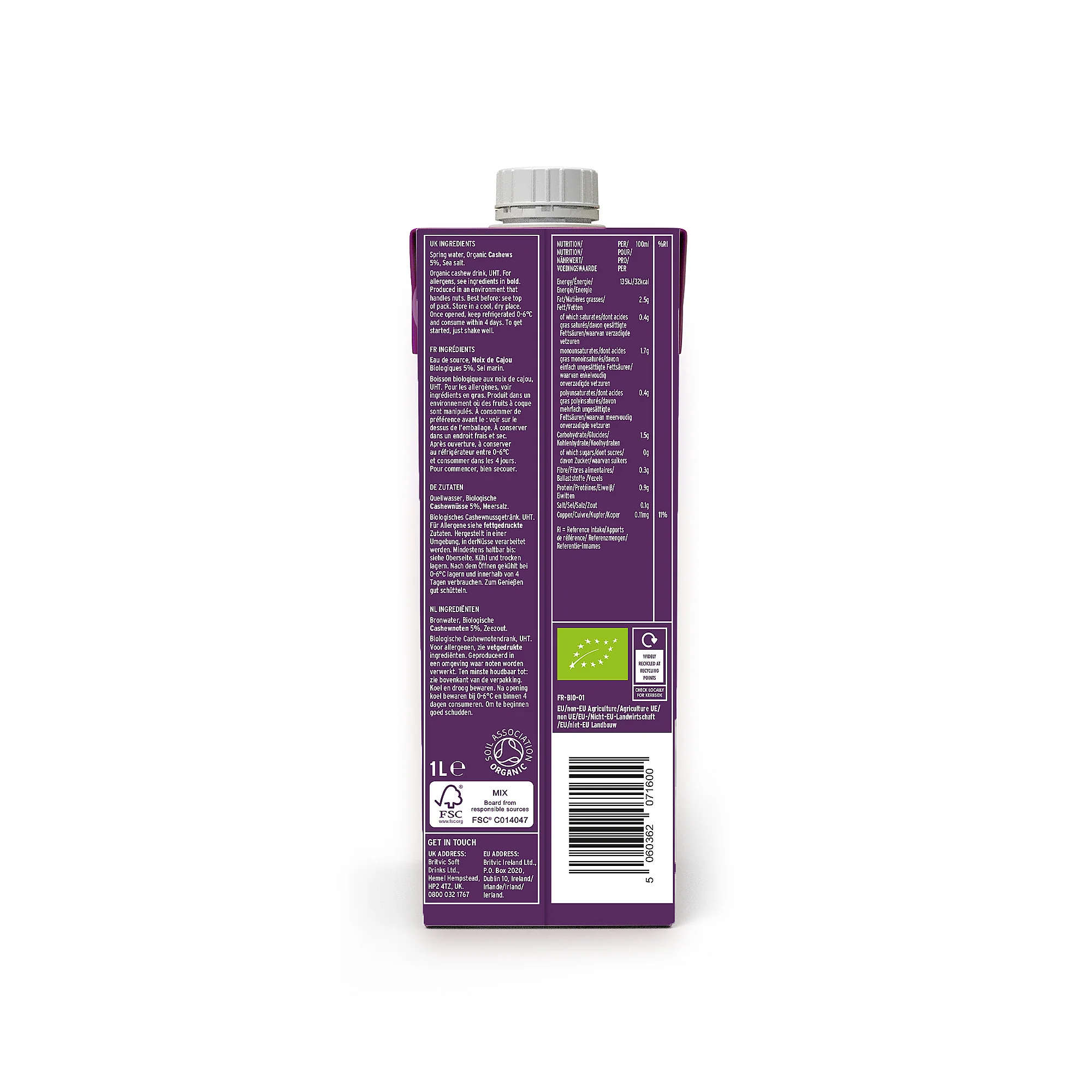 Plenish 5% Cashew Milk 1L - Image 2