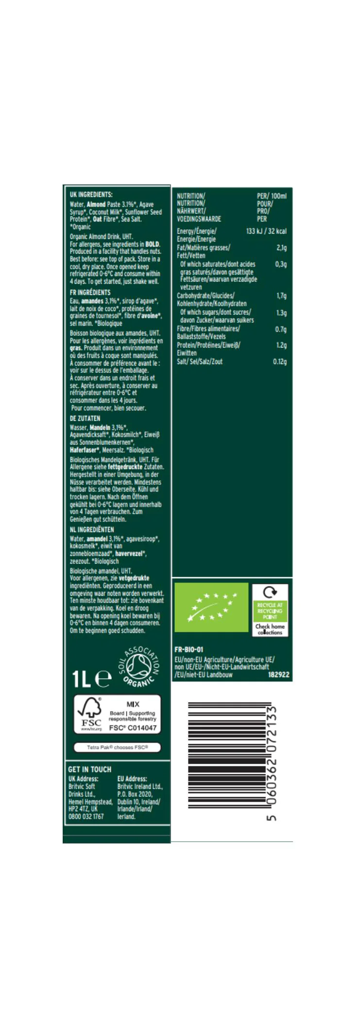 Plenish Organic Almond Barista 1L 1L - Image 2