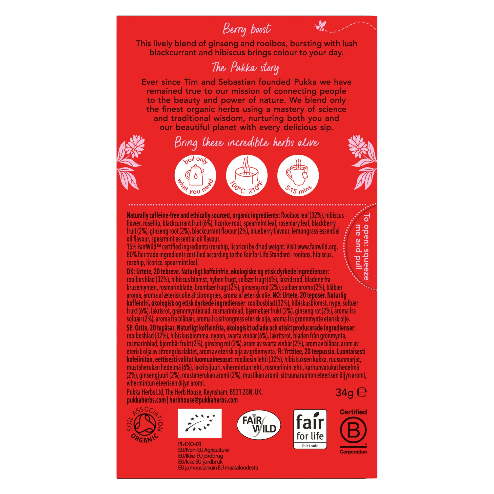 Pukka herbs Morning Berry organic tea bags 20 bags - Image 2