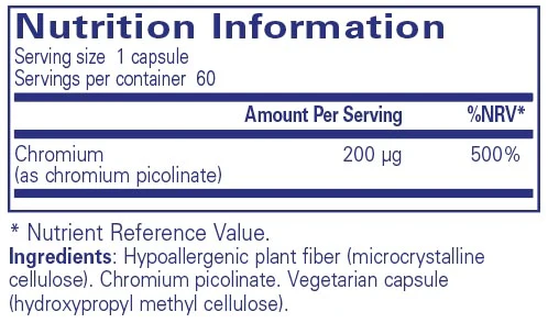 Pure Encapsulations Chromium (pic) 200 mcg 60 caps - Image 2