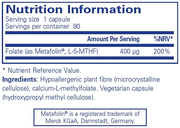 Pure Encapsulations Folate 400 90 caps - Image 2