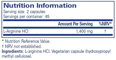 Pure Encapsulations l-Arginine 90 caps - Image 2
