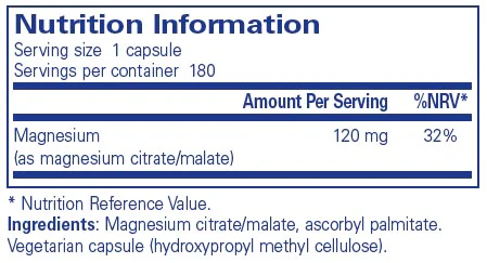 Pure Encapsulations Magnesium (citrate/malate) 180 caps - Image 2
