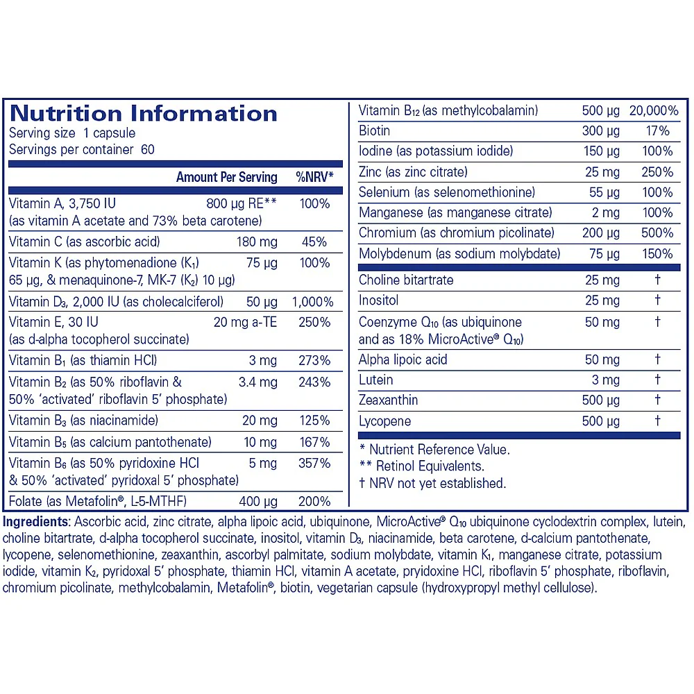 Pure Encapsulations O.N.E. Multivitamin 60 caps - Image 3