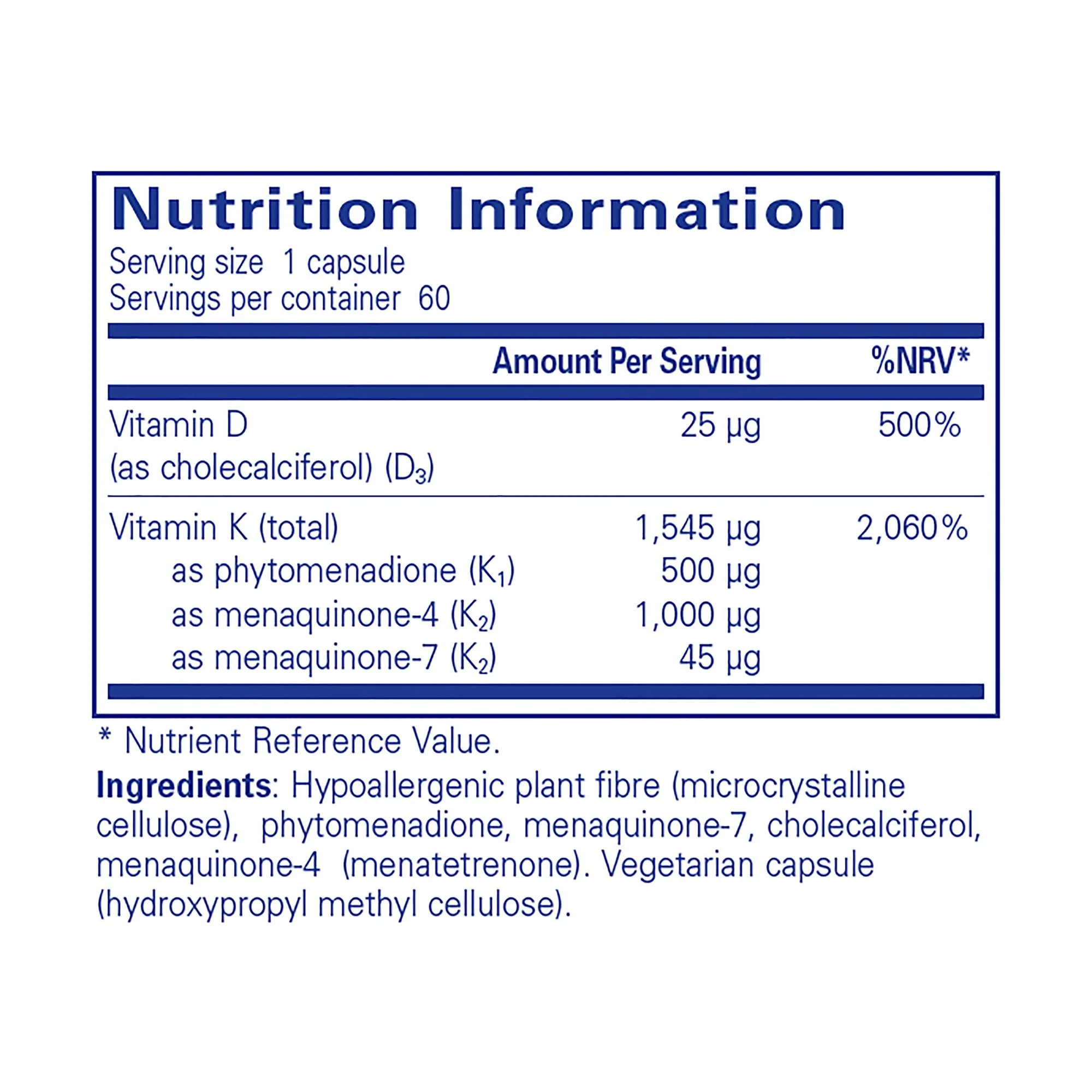 Pure Encapsulations Vitamin K with D3 60 caps - Image 2