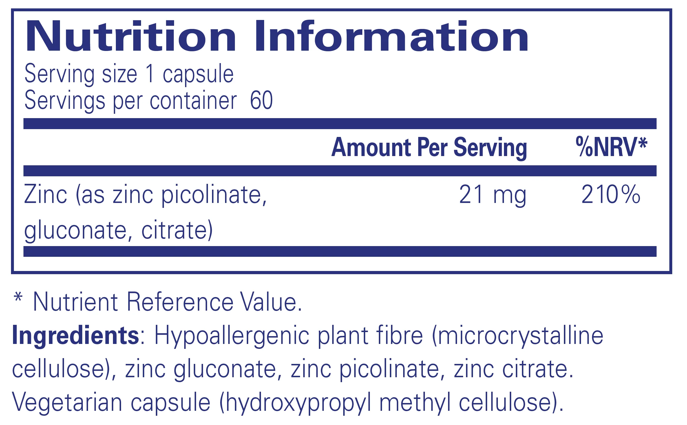 Pure Encapsulations Zinc Complex 60 caps - Image 2