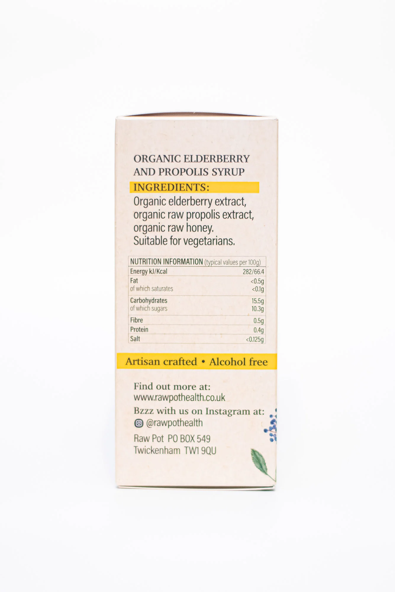Raw Pot Elderberry and Propolis Syrup 250ml - Image 2