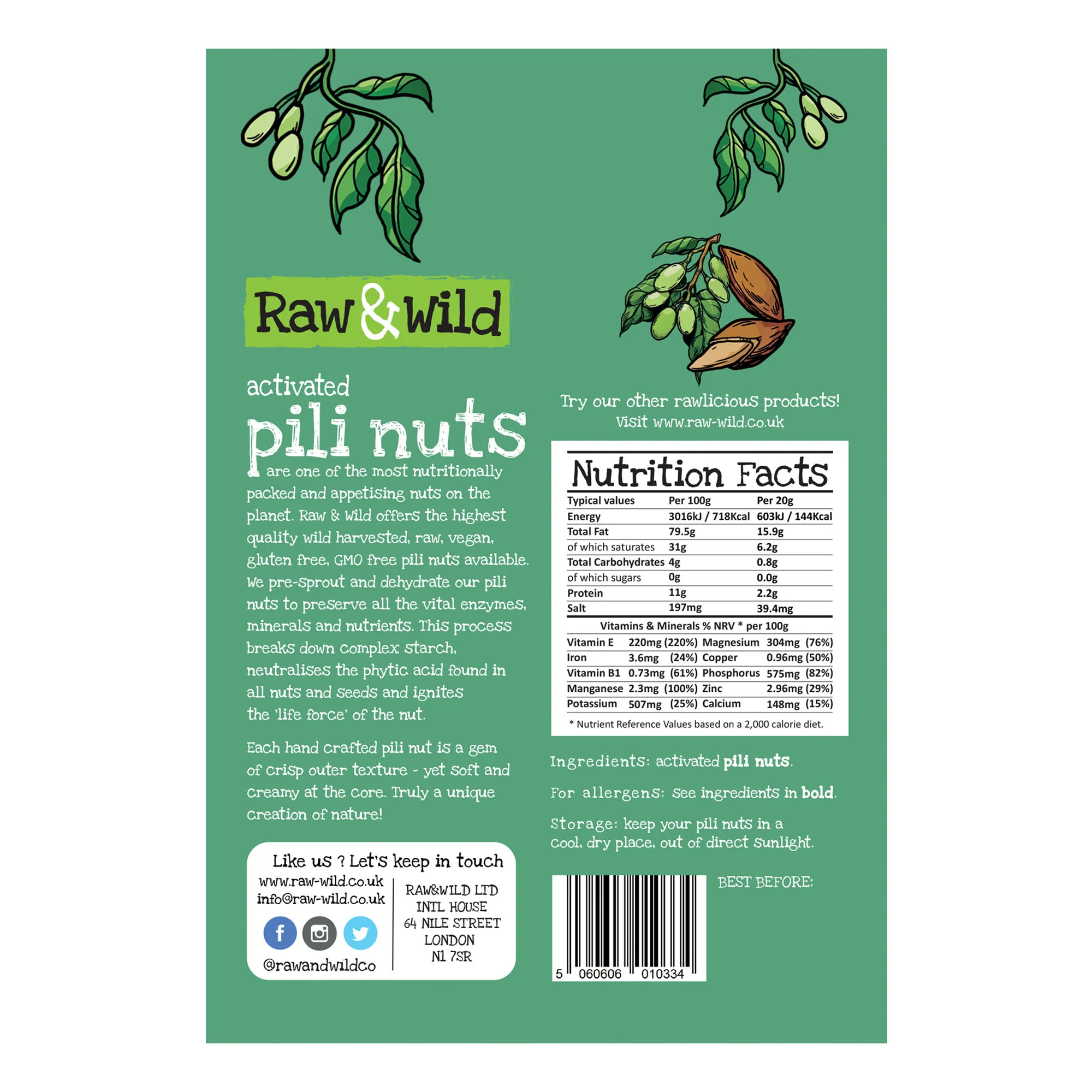 Raw & Wild Activated Pili Nuts - Original 70g - Image 2
