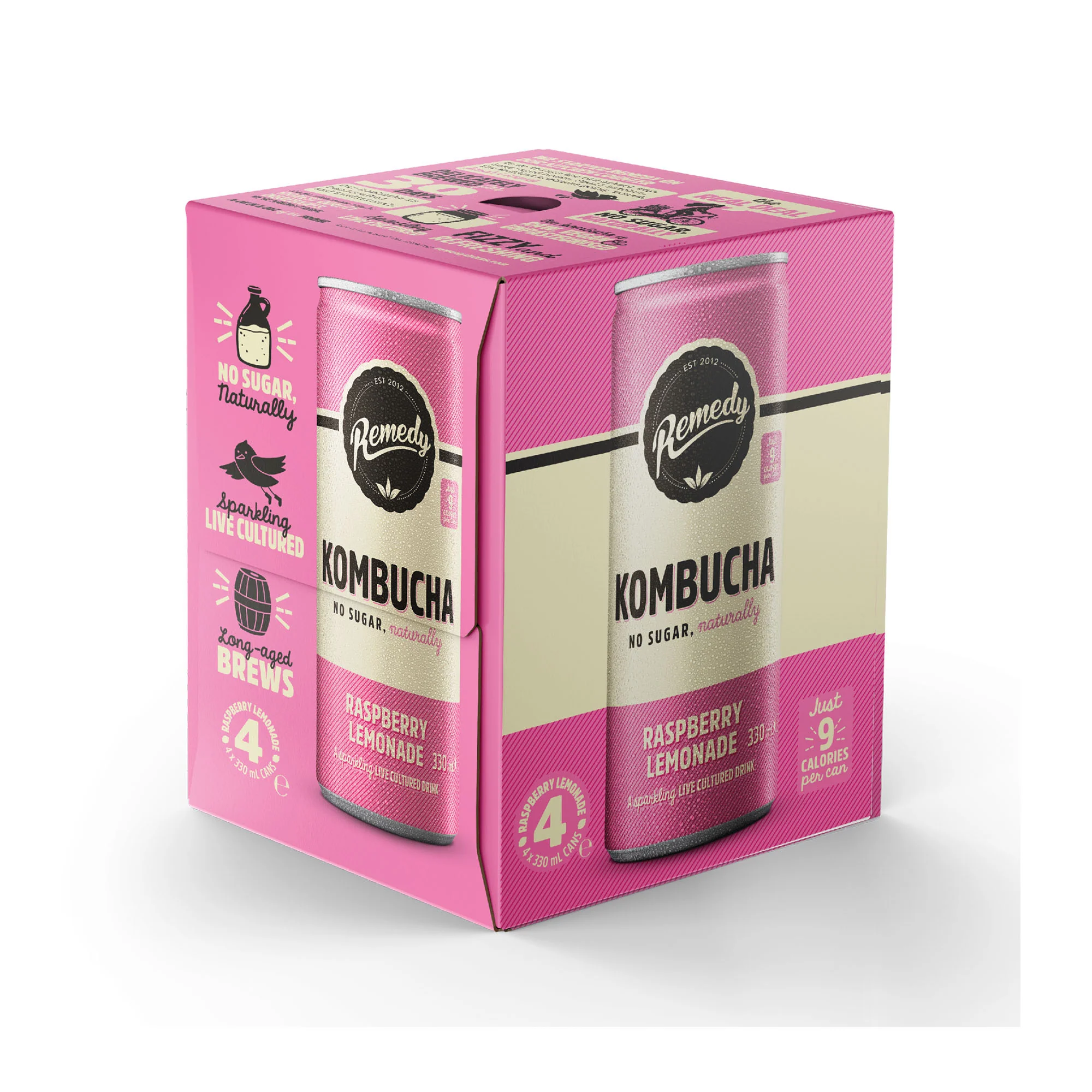 Remedy Raspberry Lemonade Kombucha Multipack 4x330ml