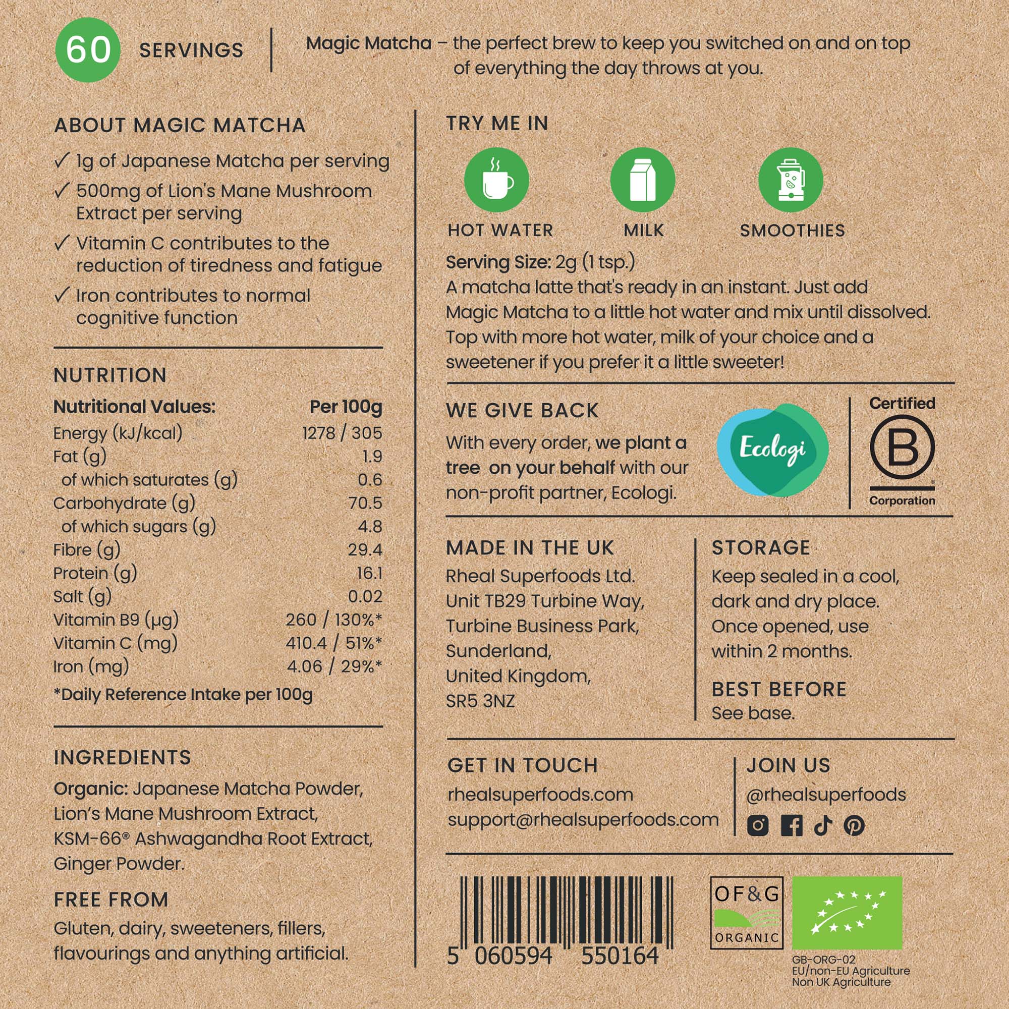 Rheal Magic Matcha Superfood Blend 120g - Image 2