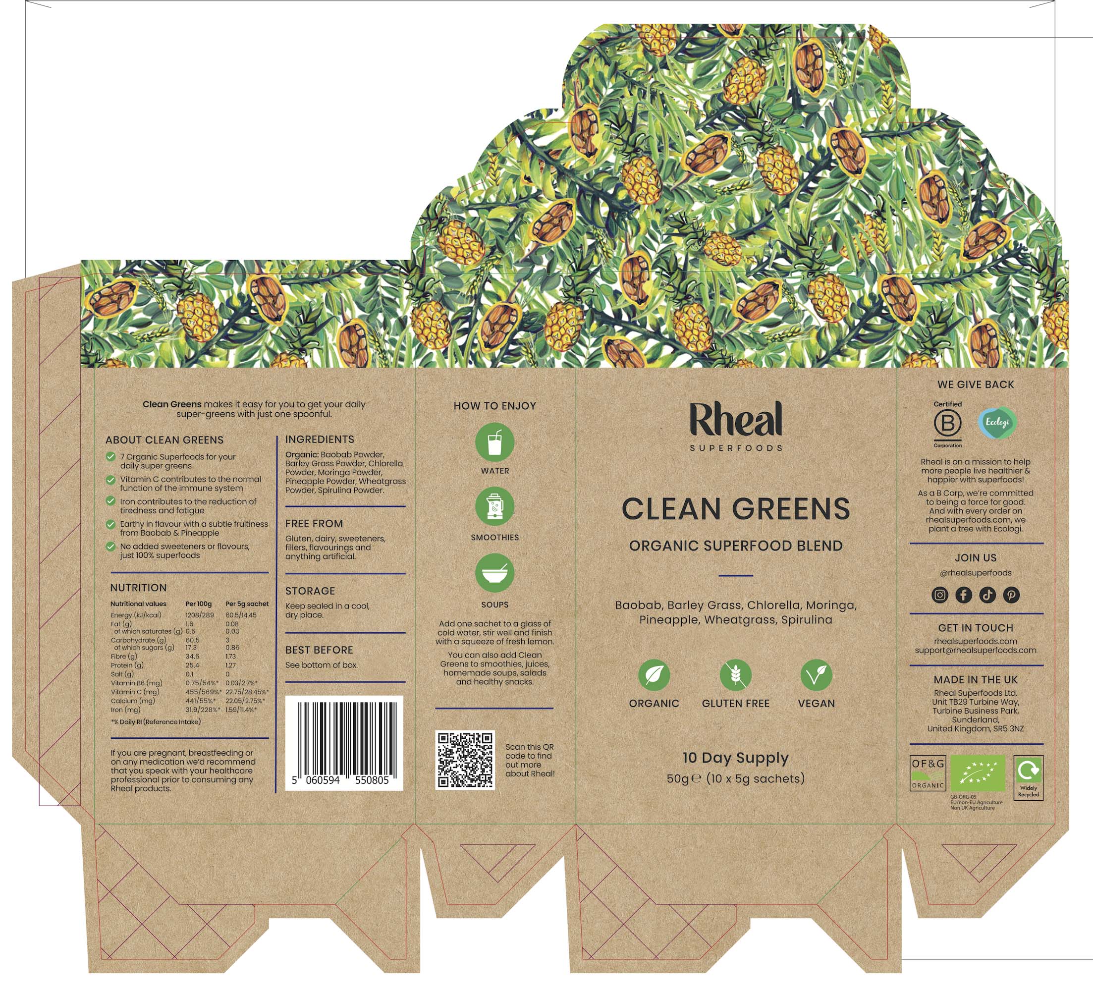 Rheal Superfoods Clean Greens Sachets 10x5g - Image 2