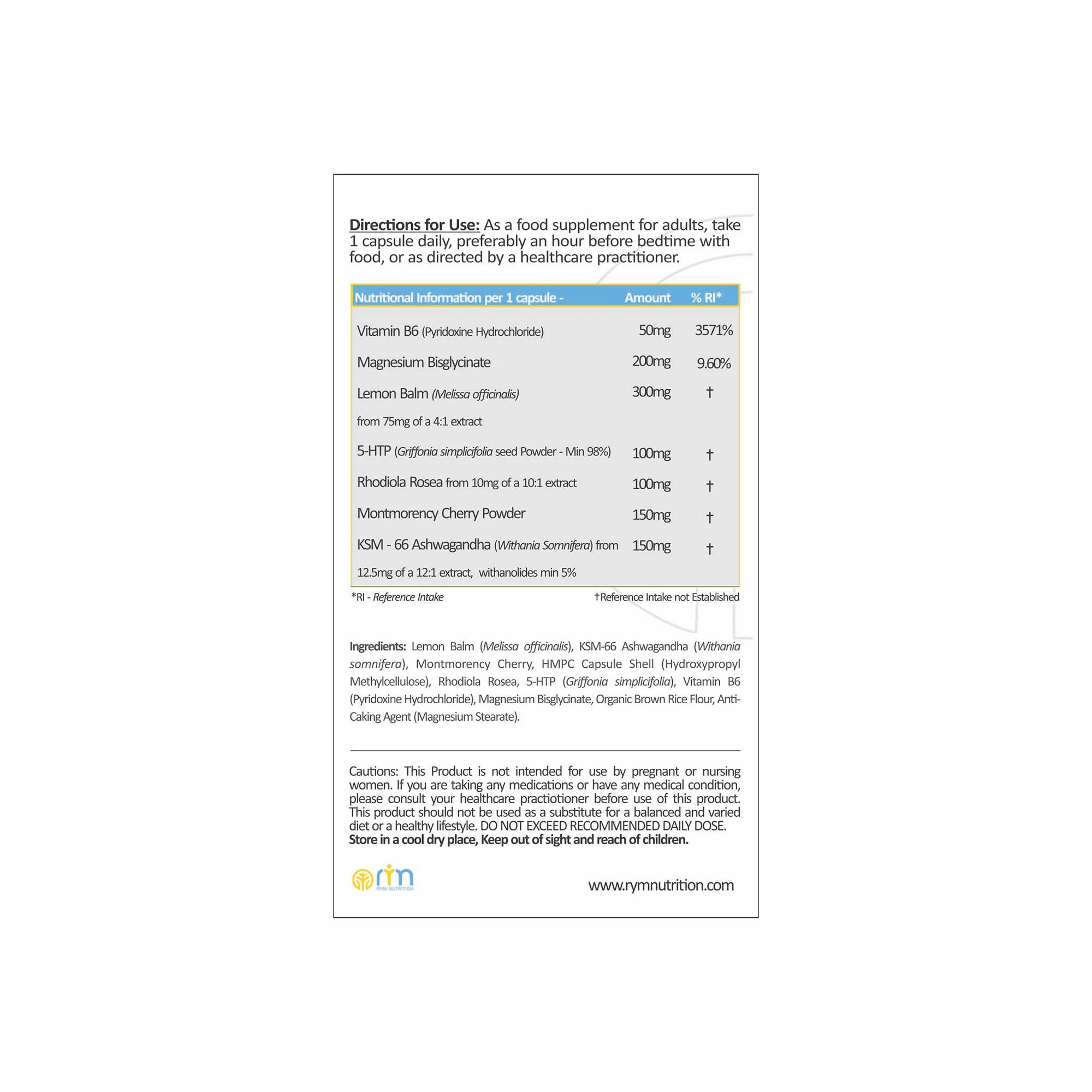 RYM Nutrition Sleep - Rest & Restore 30 Caps - Image 4
