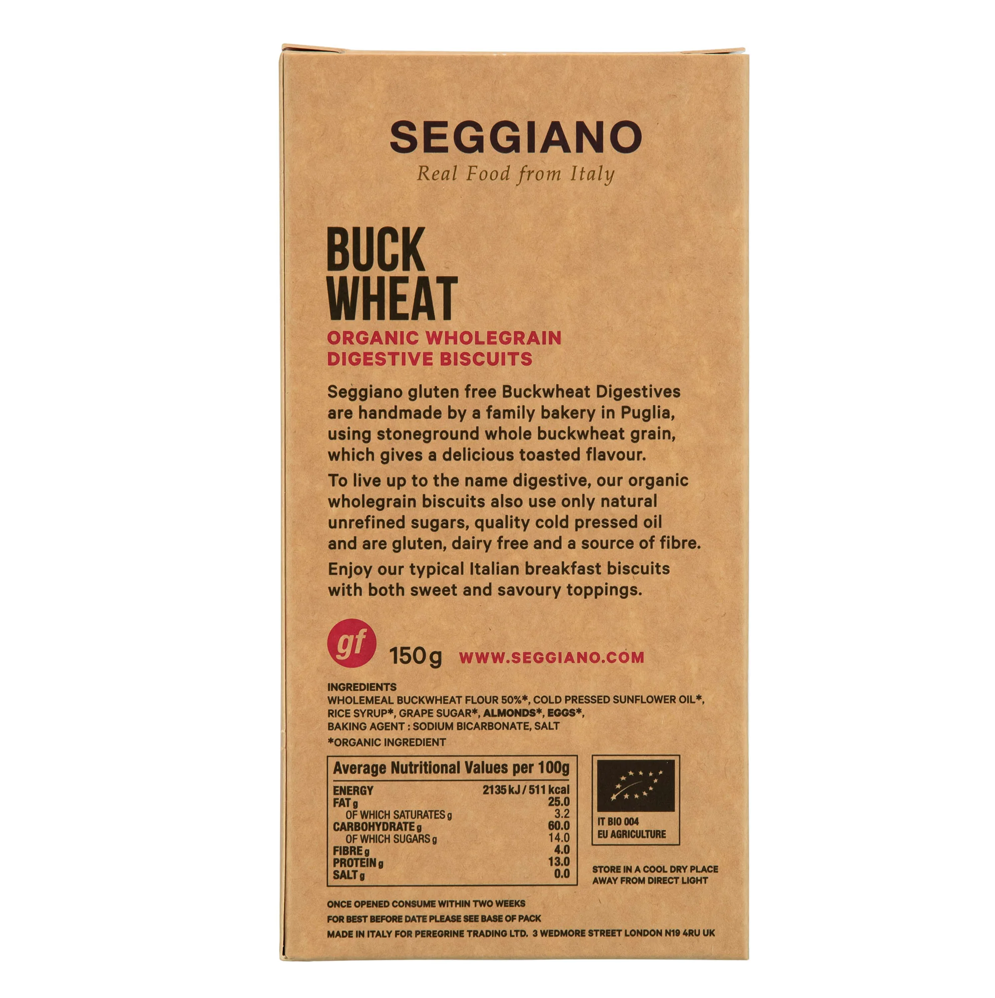 Seggiano Buckwheat Digestive Biscuits 150g - Image 2