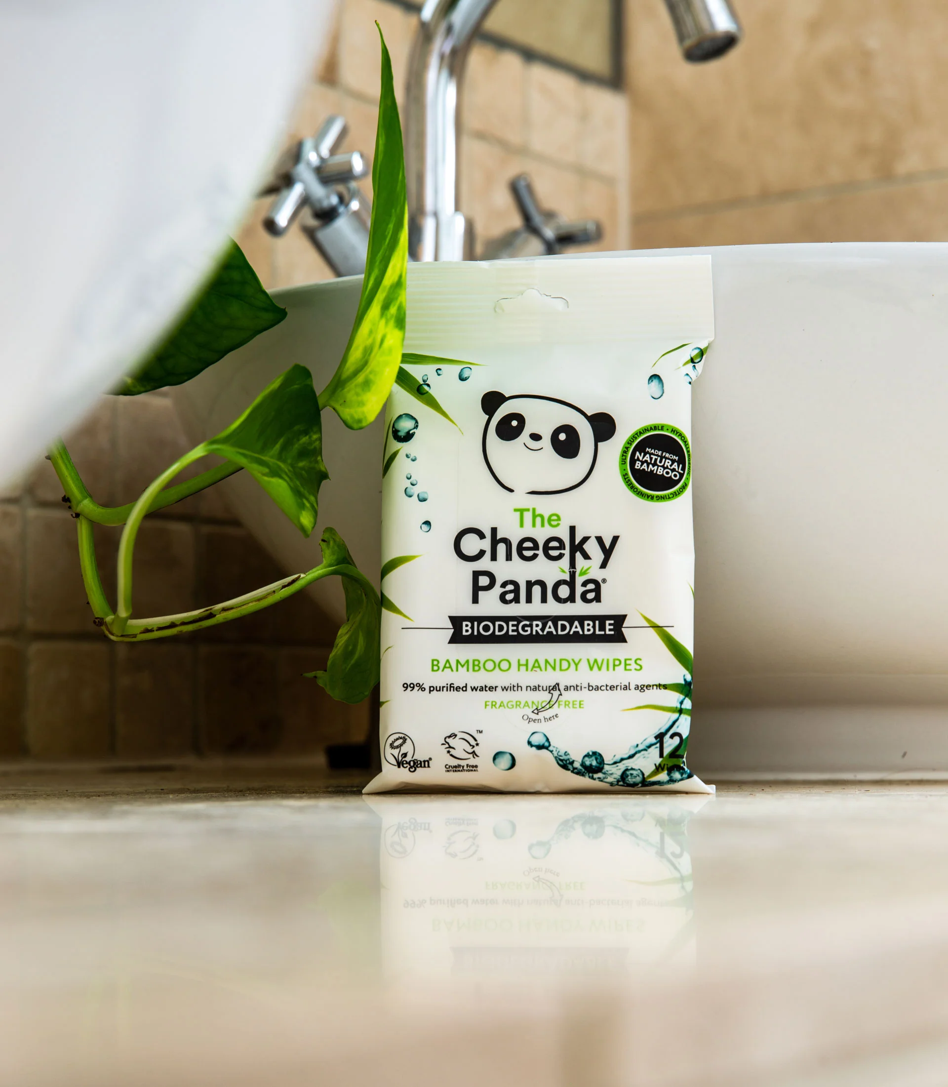 The Cheeky Panda Biodegradable Bamboo Handy Wipes 12 wipes - Image 2
