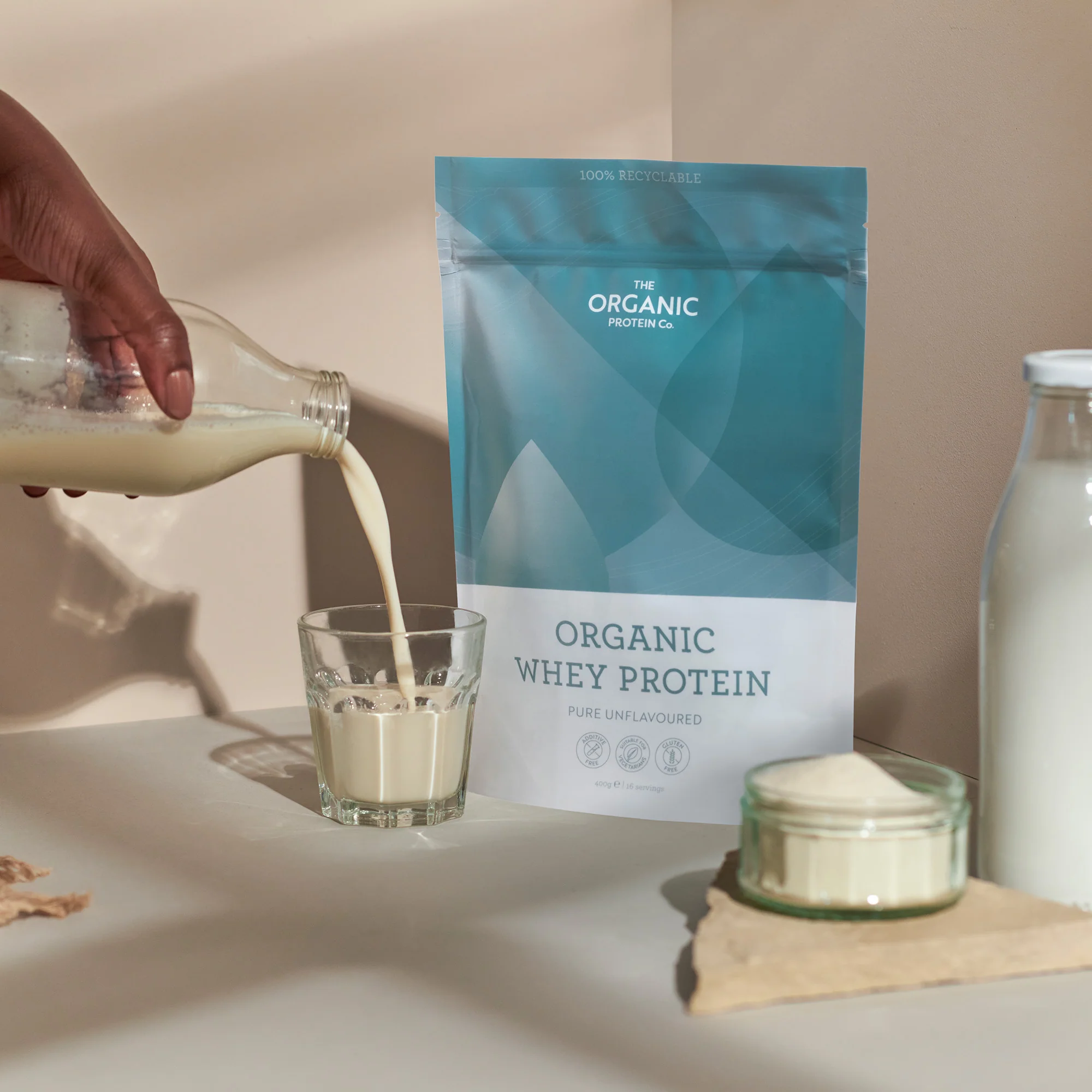 The Organic Protein Co. Pure Unflavoured Organic Whey Protein Powder 400g 400g - Image 4