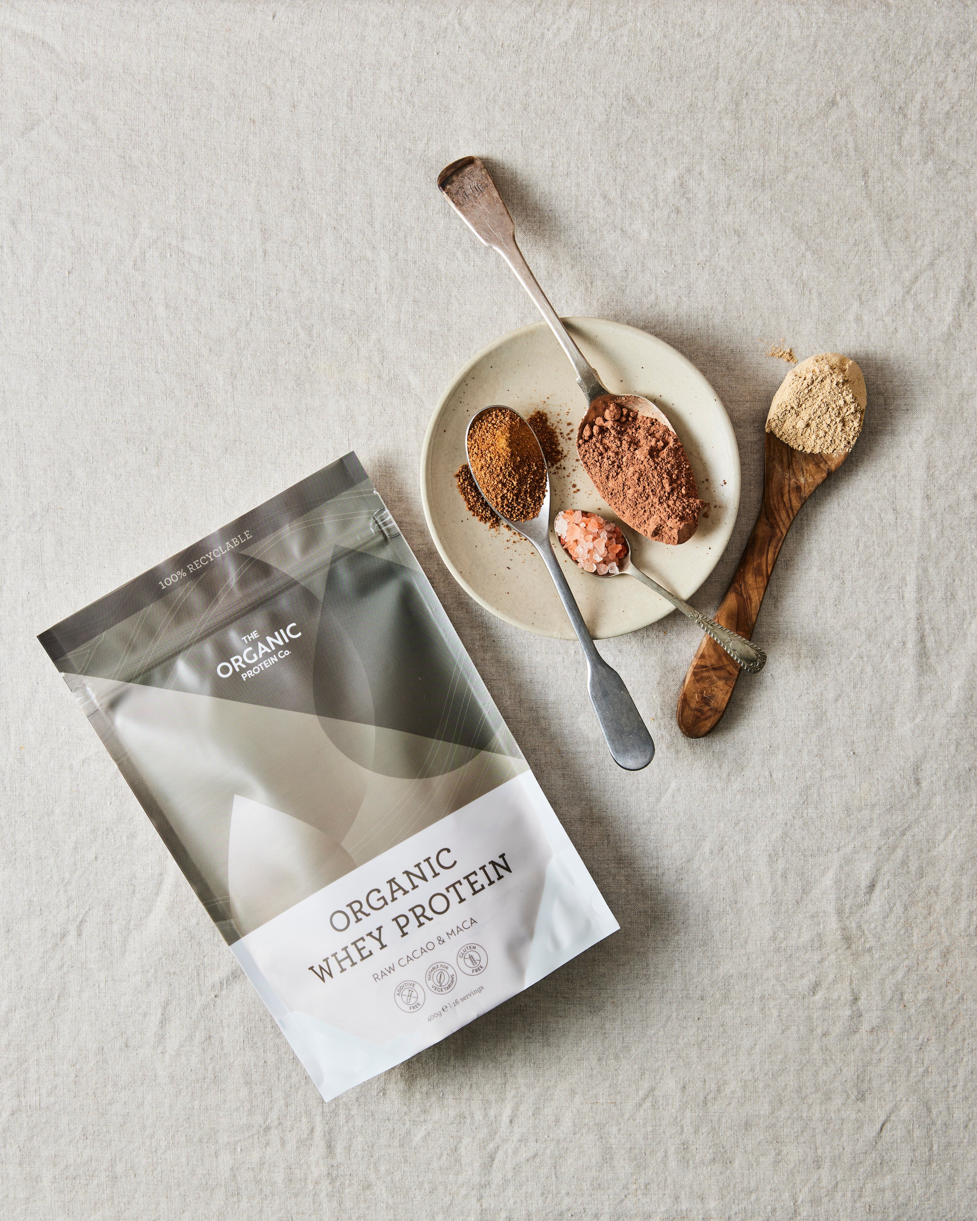 The Organic Protein Co. Raw Cacao & Maca Organic Whey Protein Powder 400g 400g - Image 4
