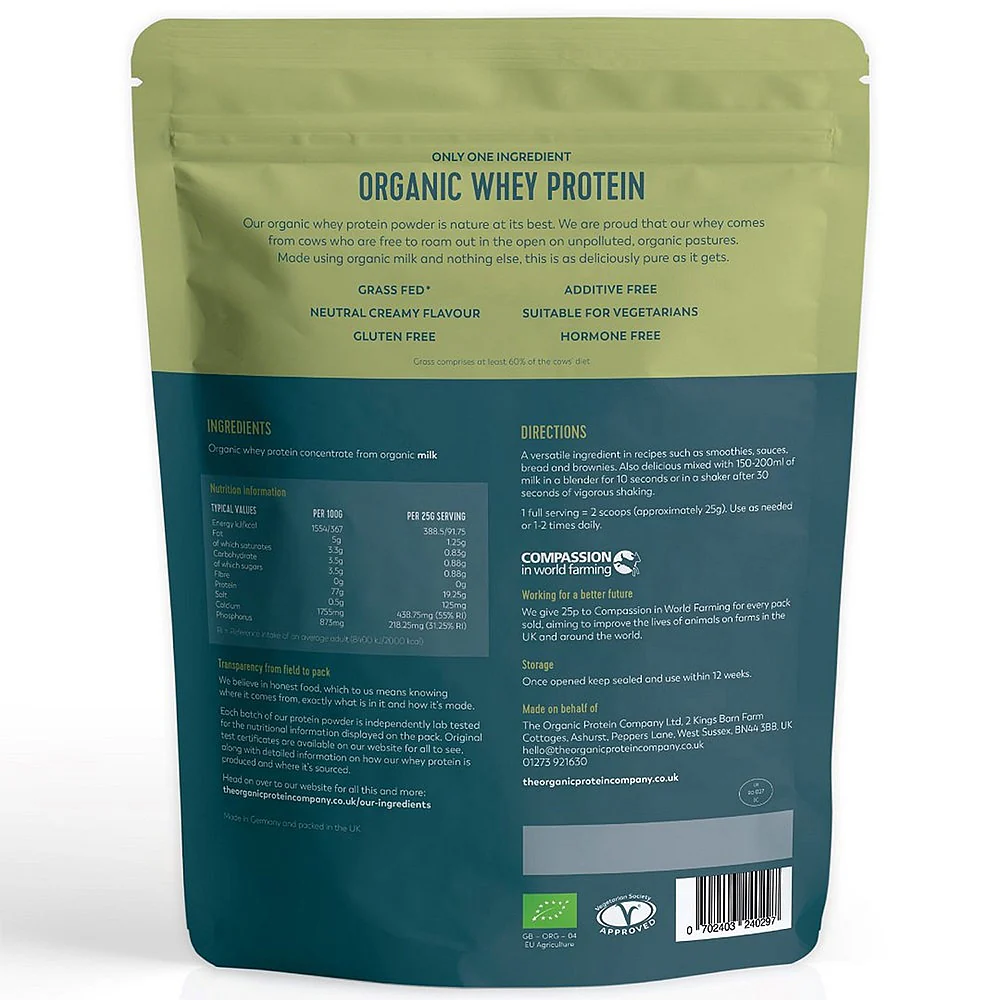 The Organic Protein Company Whey Protein 400g - Image 2