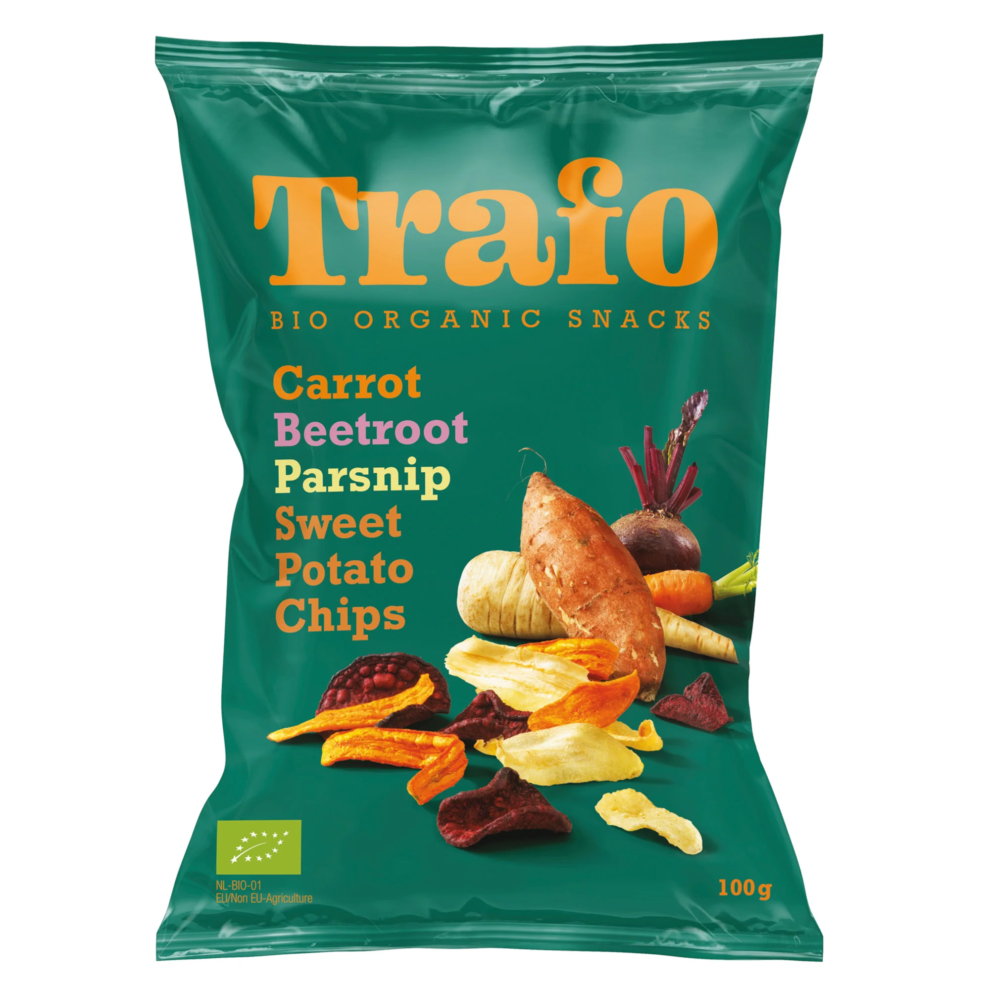 "Trafo Carrot, Beetroot, Parsnip, Sweet Potato Chips" 100g