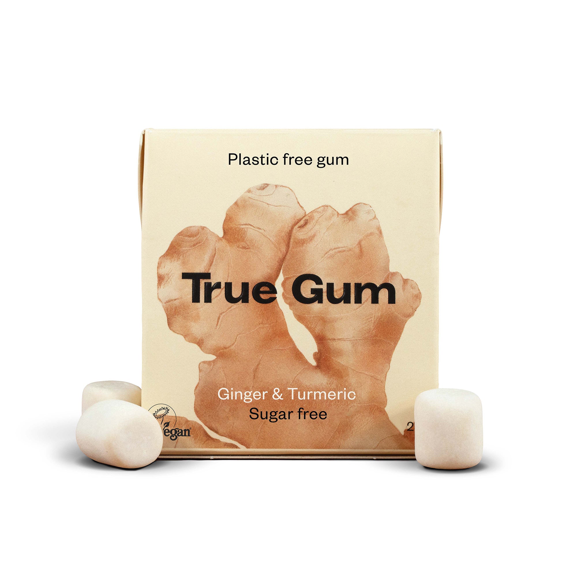 True Gum Plastic Free Chewing Gum with the Taste of Ginger & Turmeric 21g