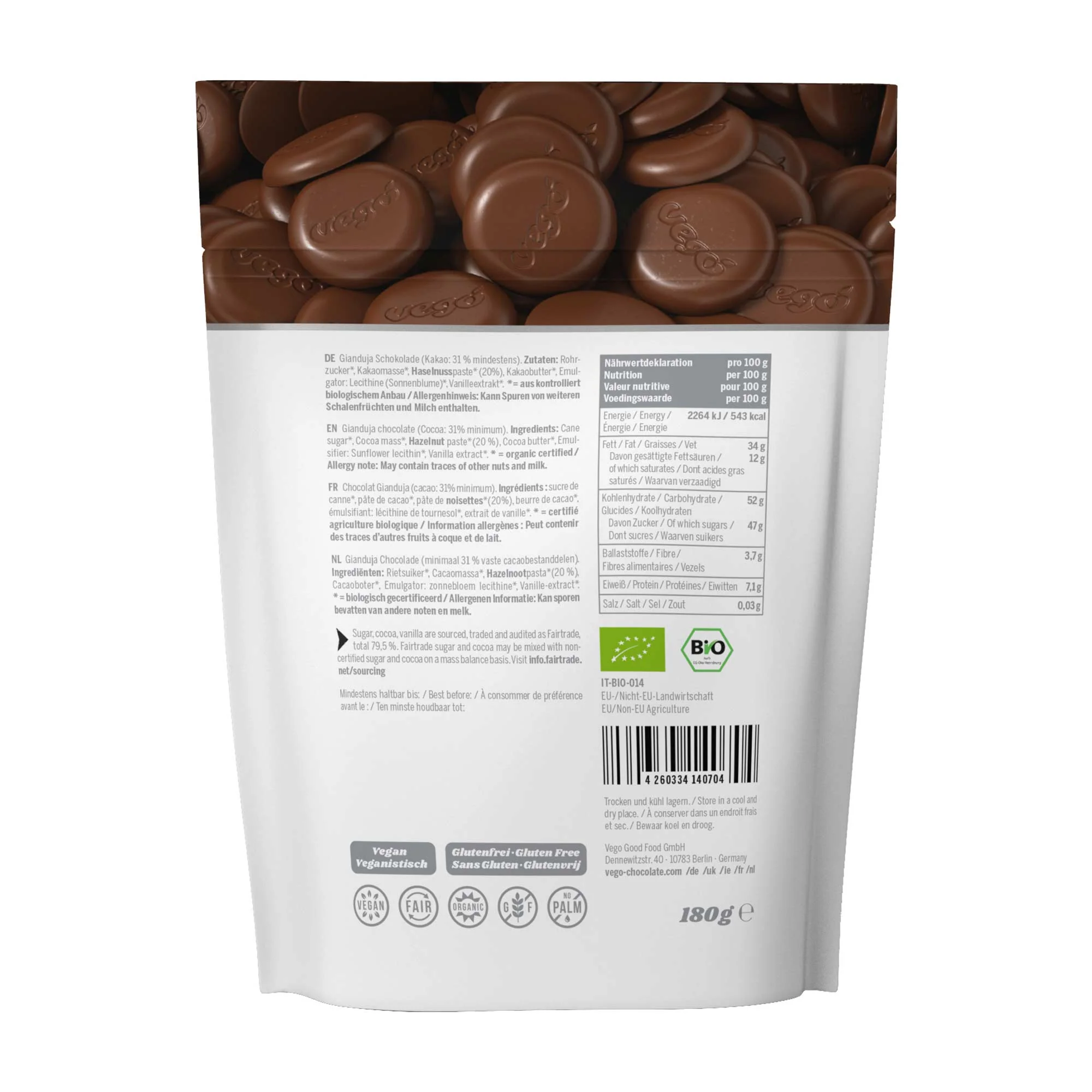Vego Fine Hazelnut Chocolate Melts 180g - Image 2