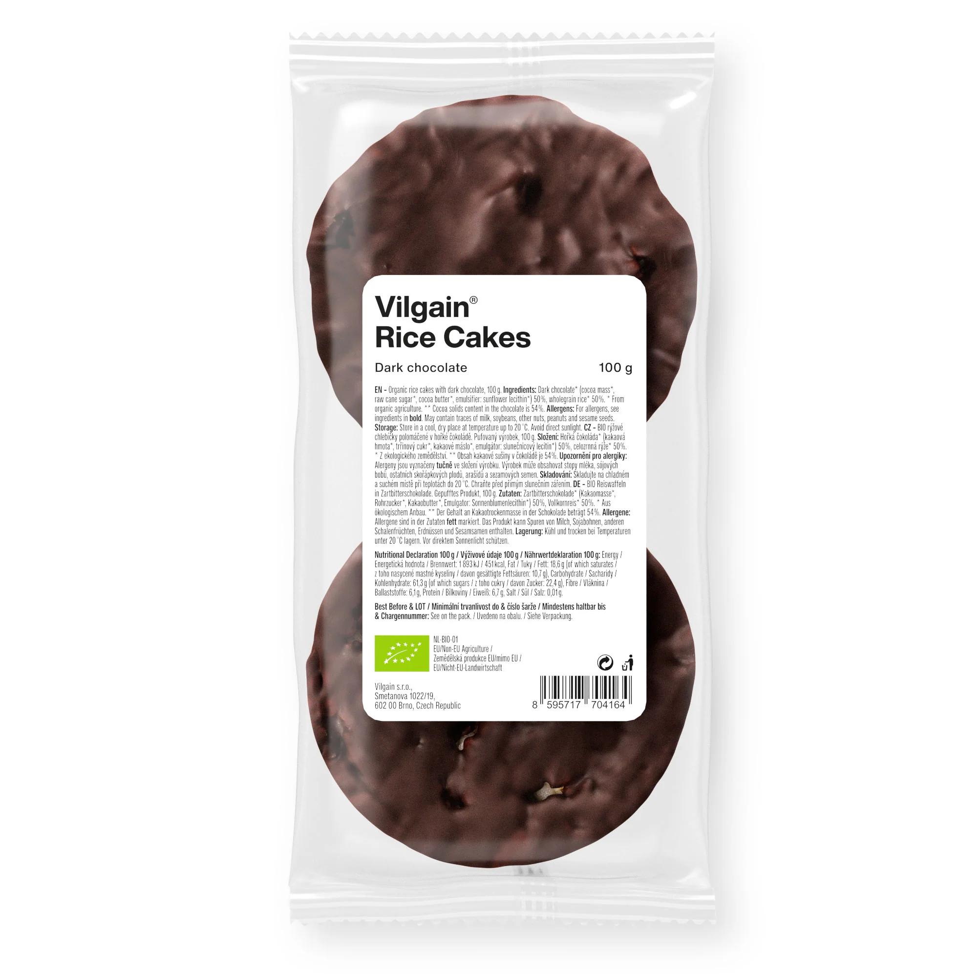 Vilgain Organic Rice Cakes - Dark Chocolate 100g
