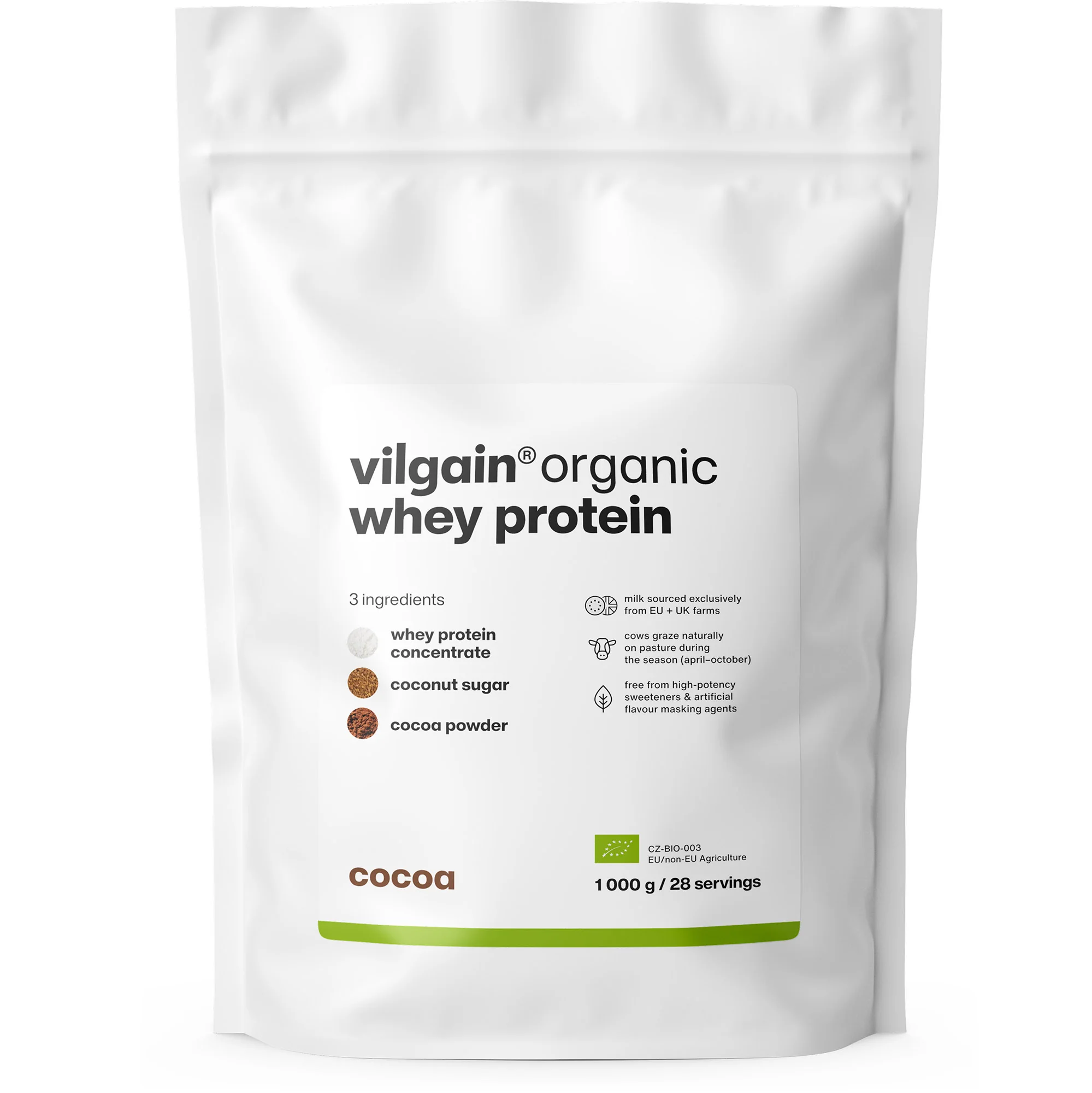 Vilgain Organic Whey Protein - Cocoa 1000g