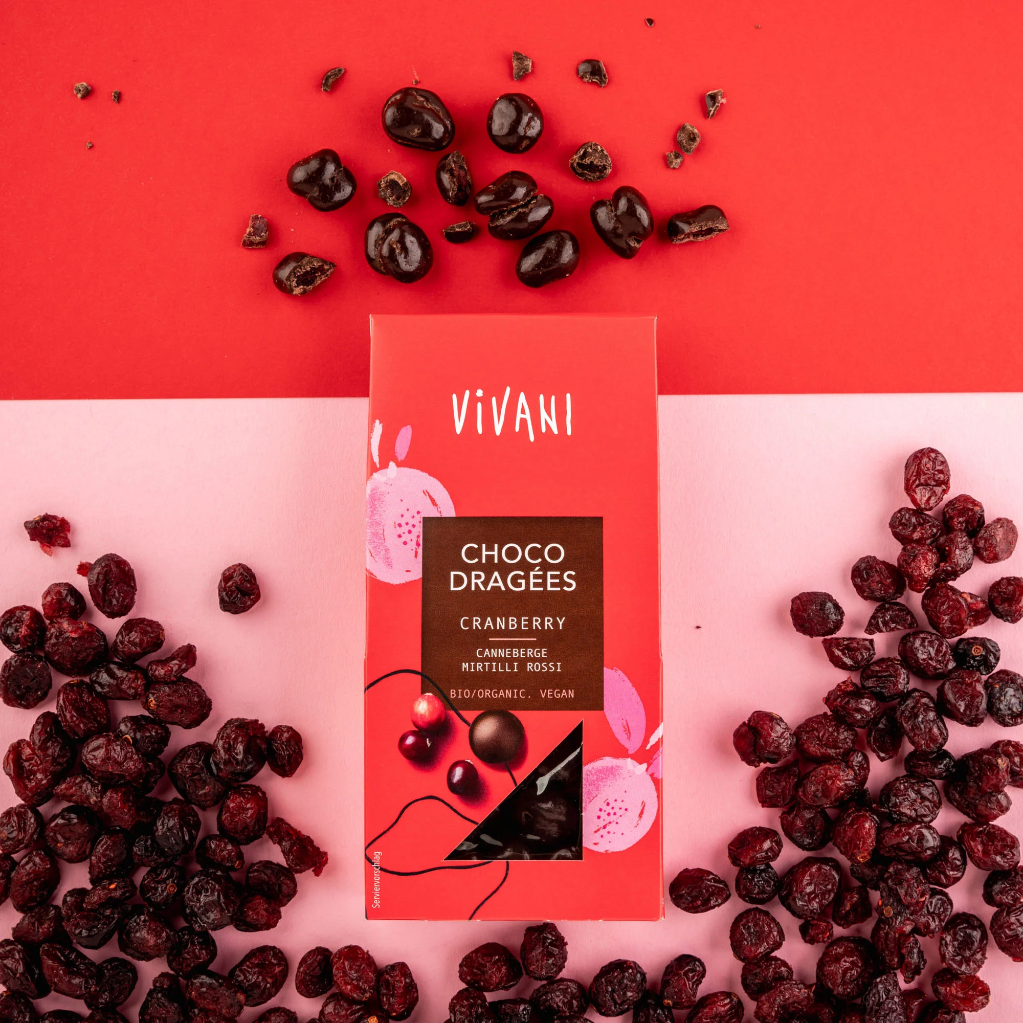 Vivani Choco Dragées Cranberry 75g - Image 2