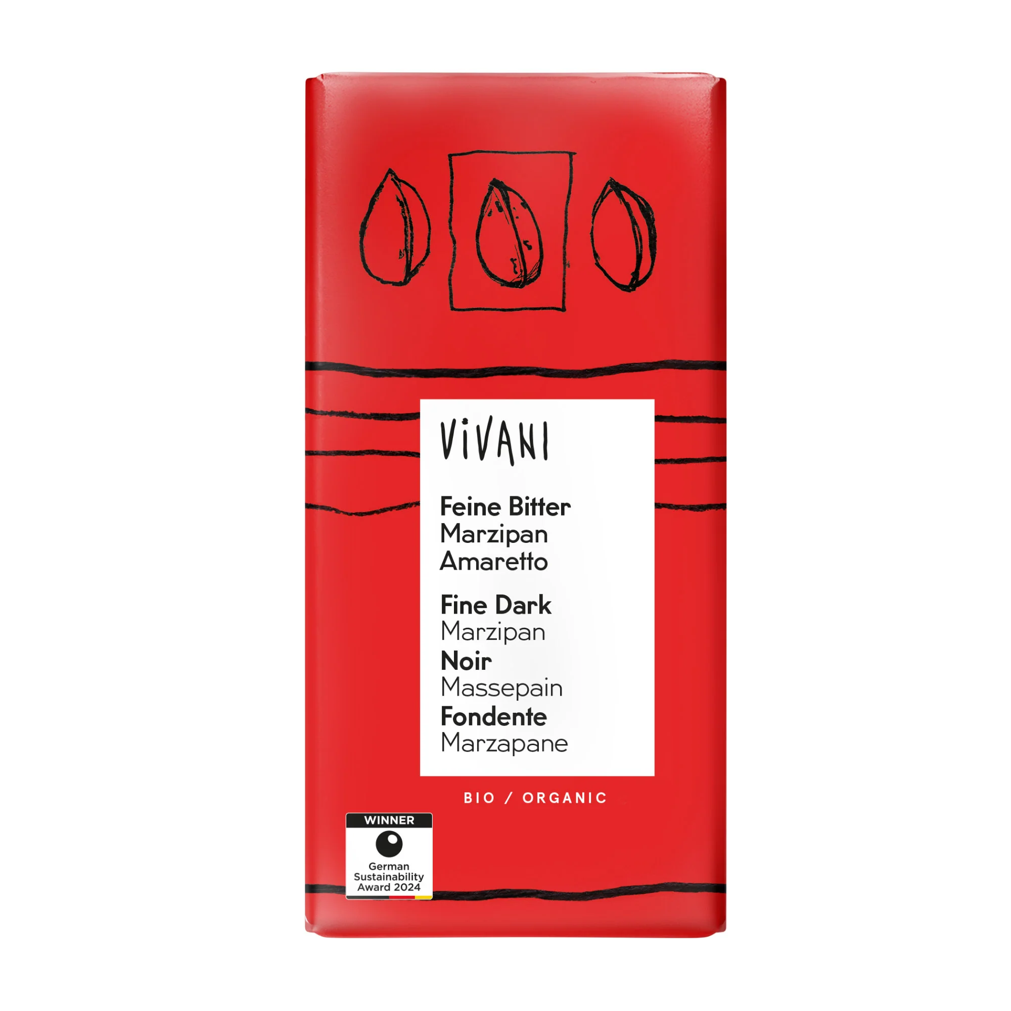 Vivani Fine Dark Marzipan Amaretto 100g