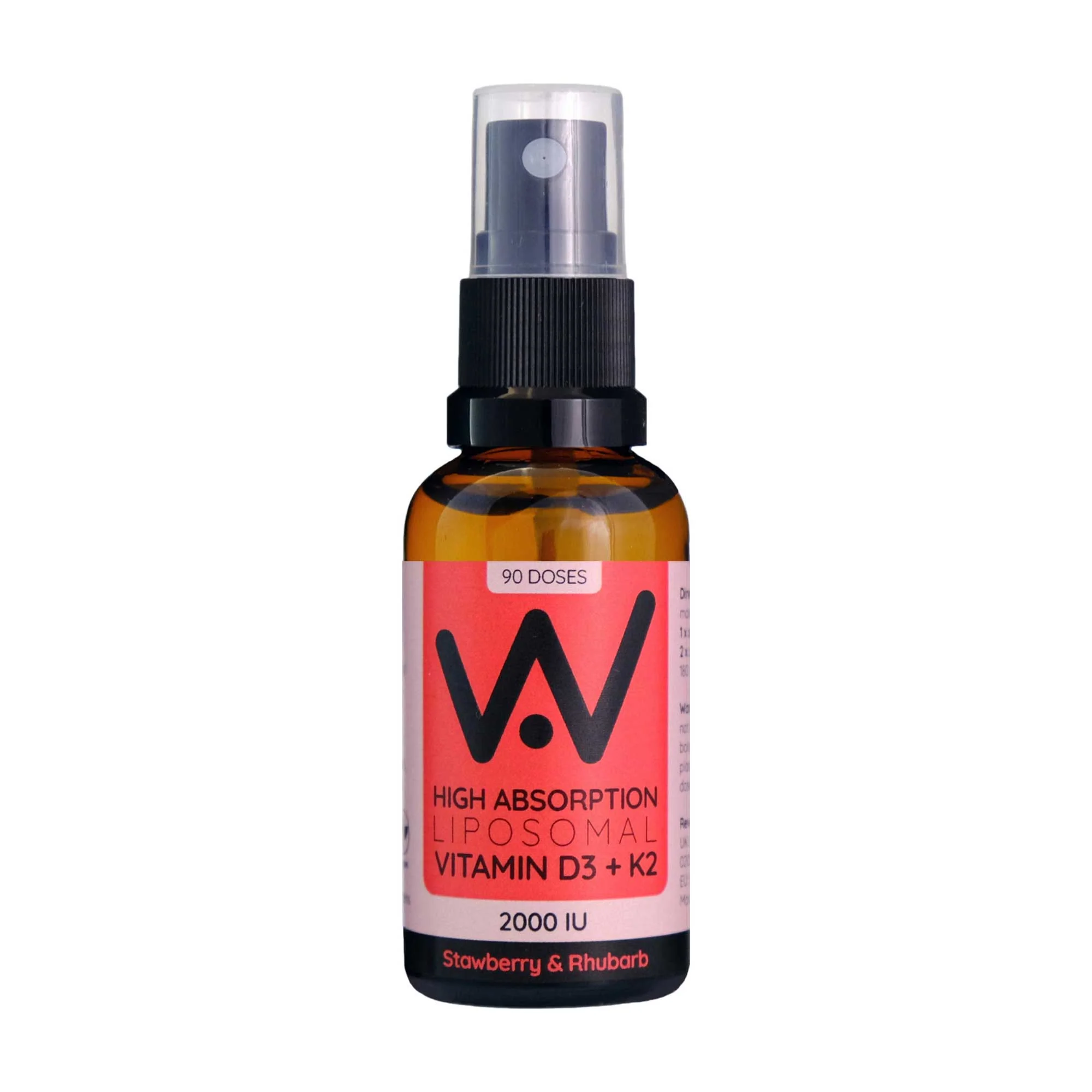 Well.Actually. Liposomal D3 2000 IU's + K2 100mcg Spray - Strawberry-Rhubarb Flavour - 90 Servings 25ml