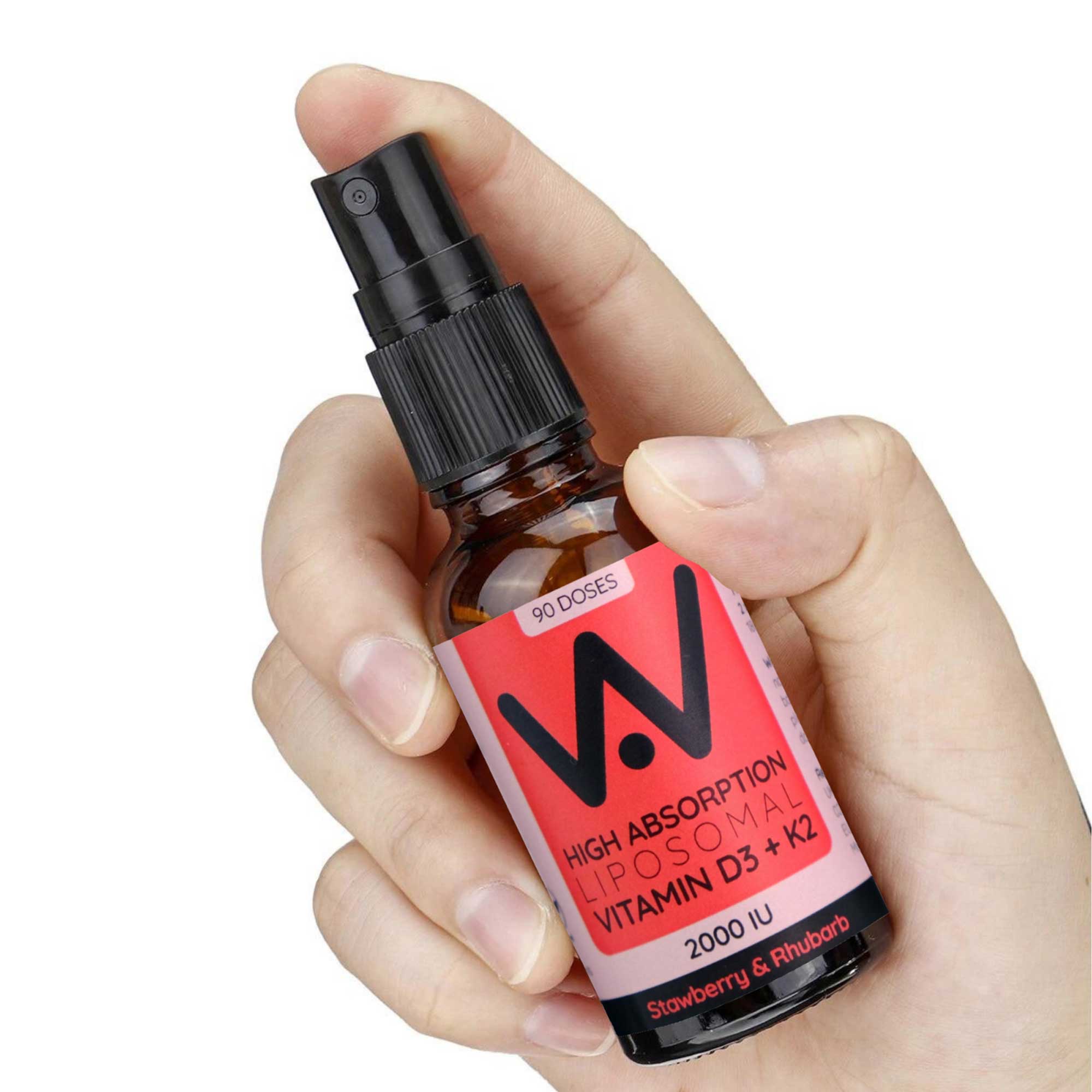 Well.Actually. Liposomal D3 2000 IU's + K2 100mcg Spray - Strawberry-Rhubarb Flavour - 90 Servings 25ml - Image 2