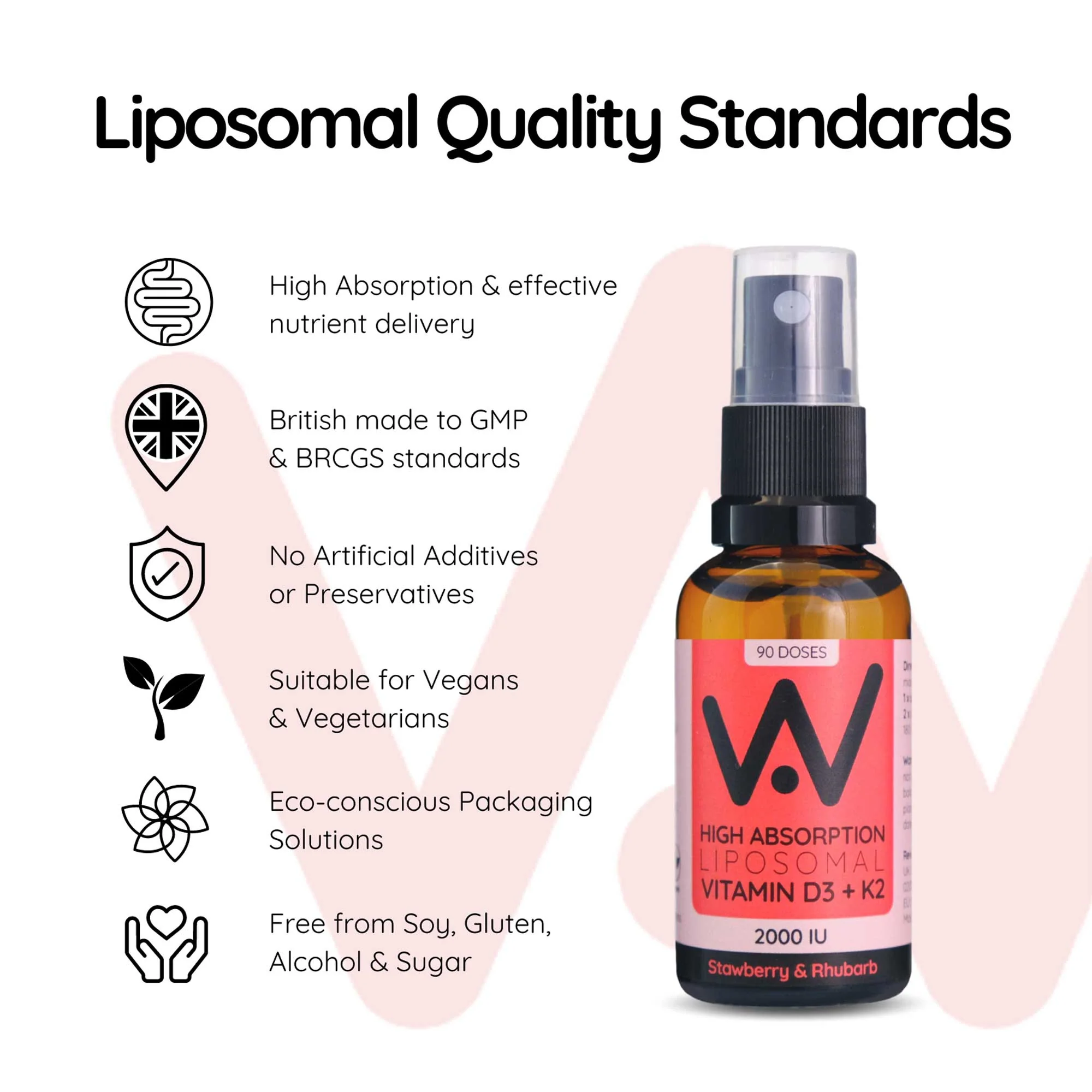 Well.Actually. Liposomal D3 2000 IU's + K2 100mcg Spray - Strawberry-Rhubarb Flavour - 90 Servings 25ml - Image 5