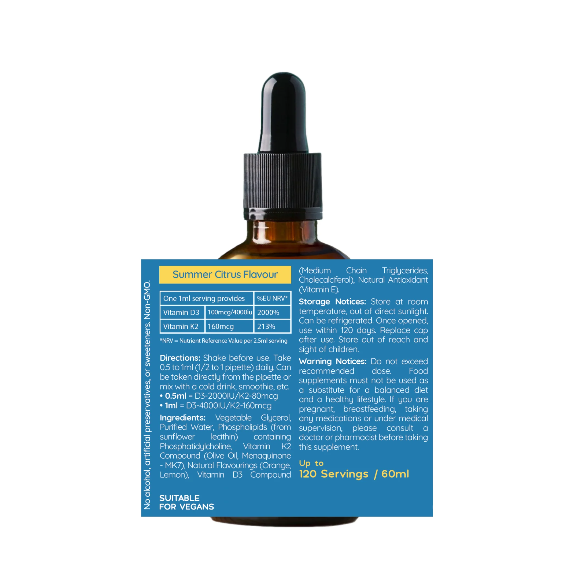 Well.Actually. Liposomal Vitamin D3 4000IU + K2 160mcg - Summer Citrus Flavour 60ml - Image 2