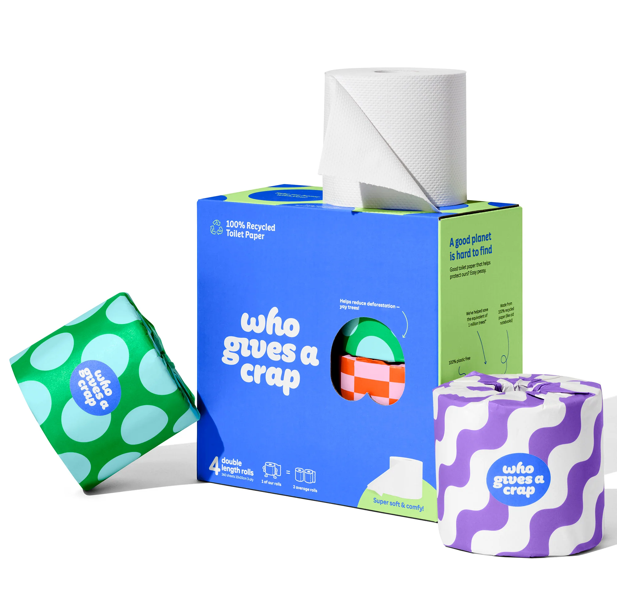 Who Gives A Crap Double Length 100% Recycled Toilet Paper 6 pack