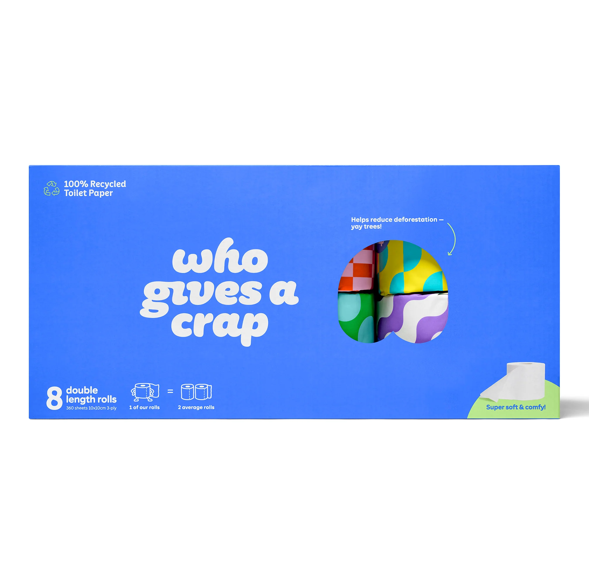 Who Gives A Crap Double Length 100% Recycled Toilet Paper 12 pack