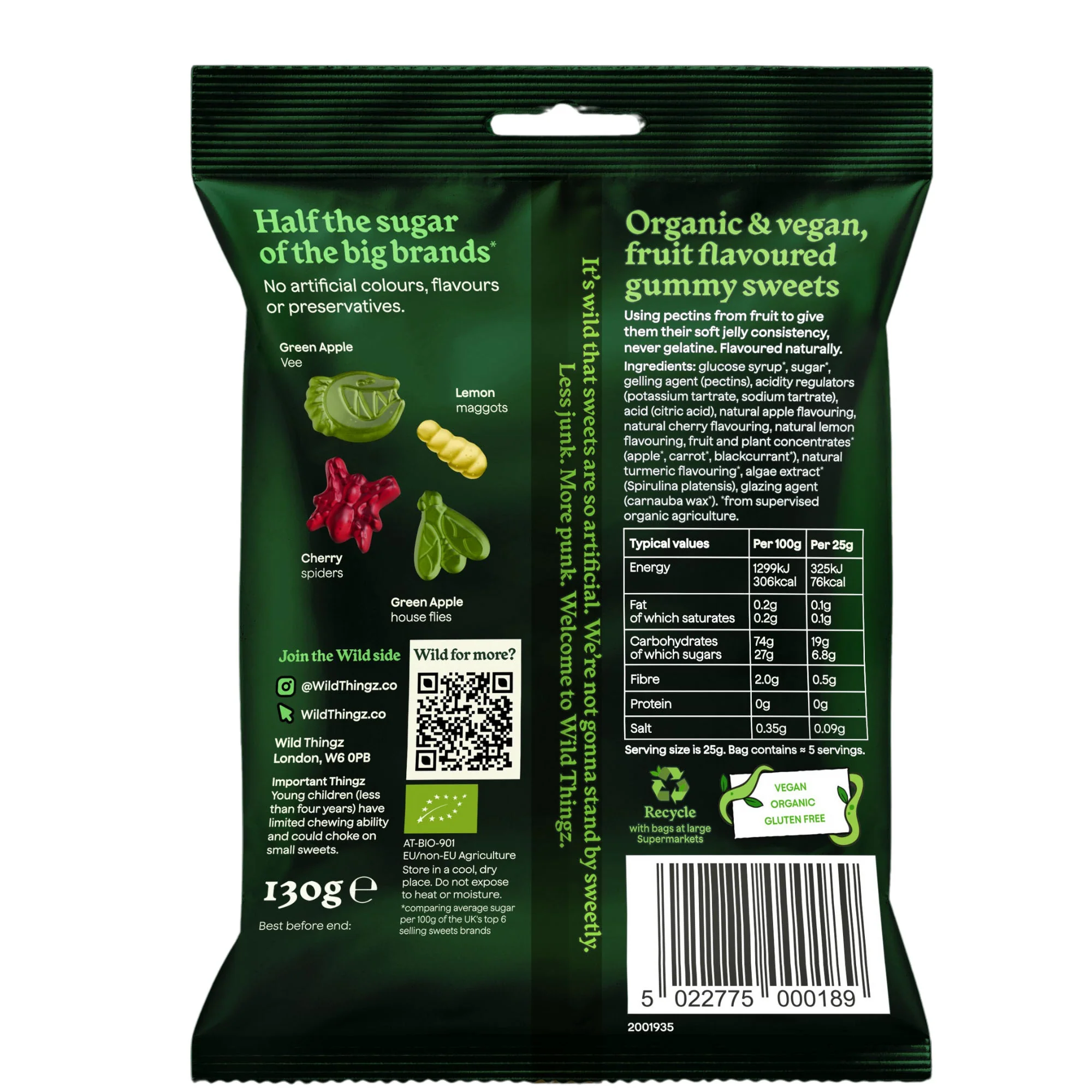 Wild Thingz Organic & Vegan Gummy Sweets, Zesty Pests 130g - Image 2