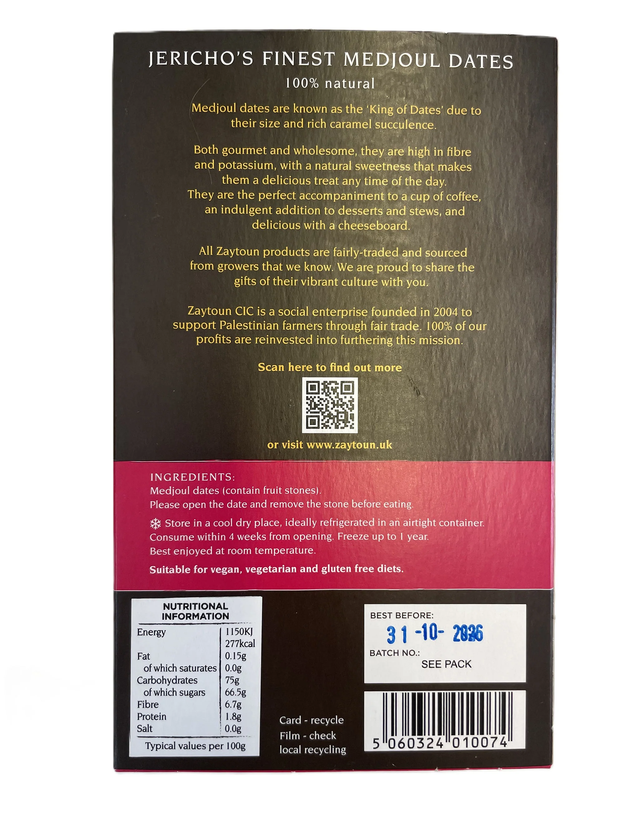 Zaytoun Palestinian Medjool Dates 500g - Image 3